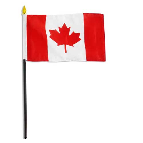 4" x 6" Canada Flag With Wooden 10" Pole - Canadian Flag 1