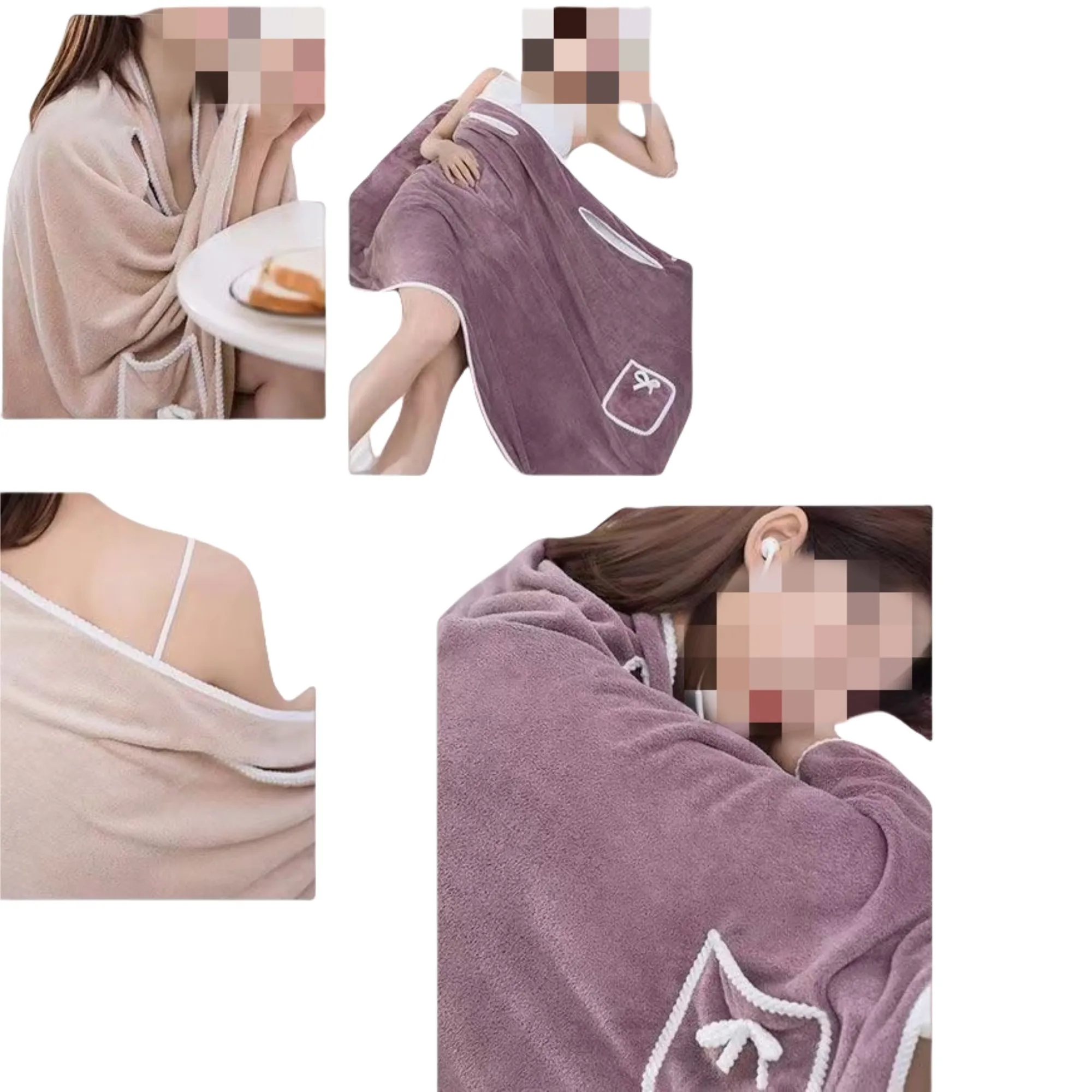 Soft Coral Fleece Sleeveless Bathrobe 8