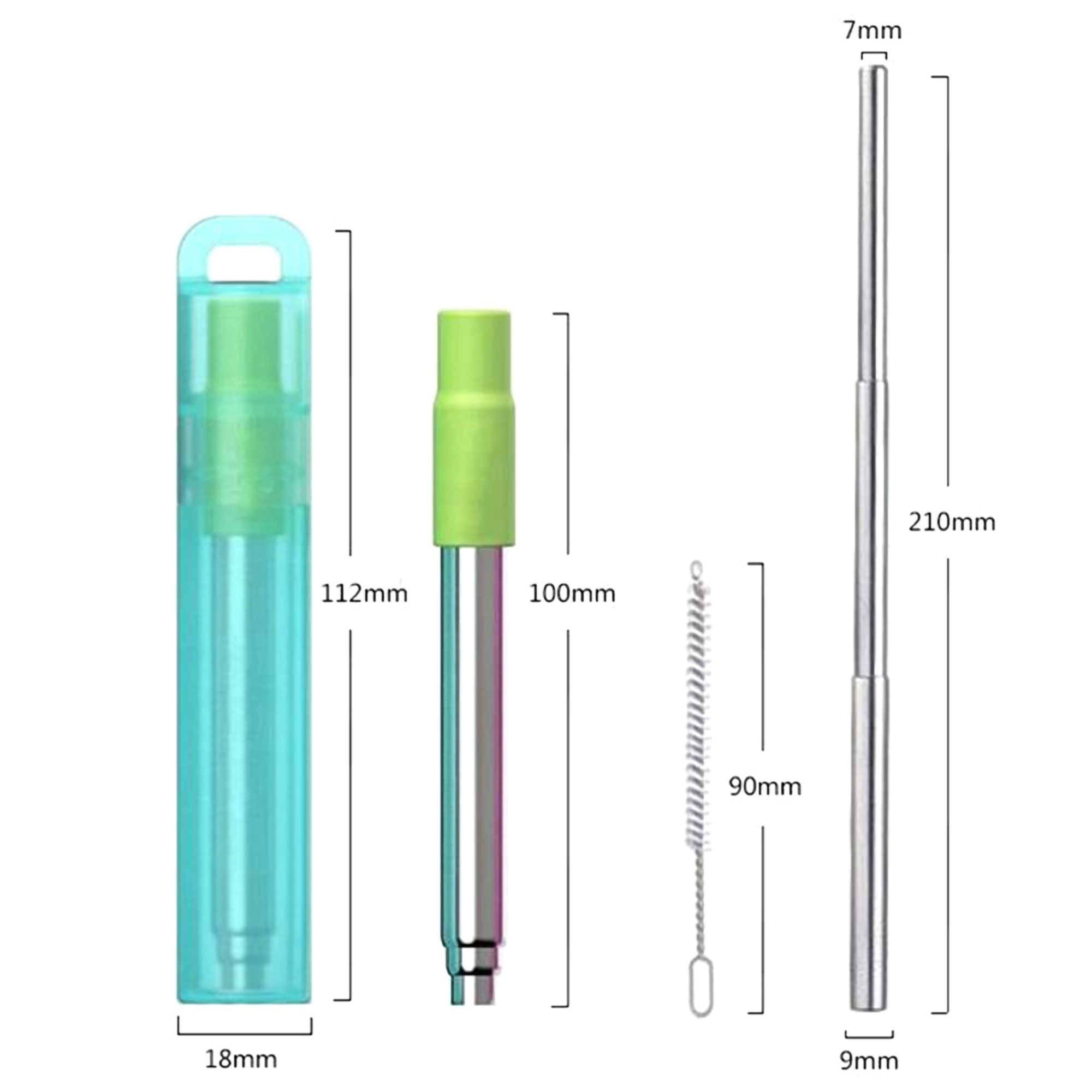 Reuseable Telescopic Stainless Steel Straw w/Silicone Tip 4