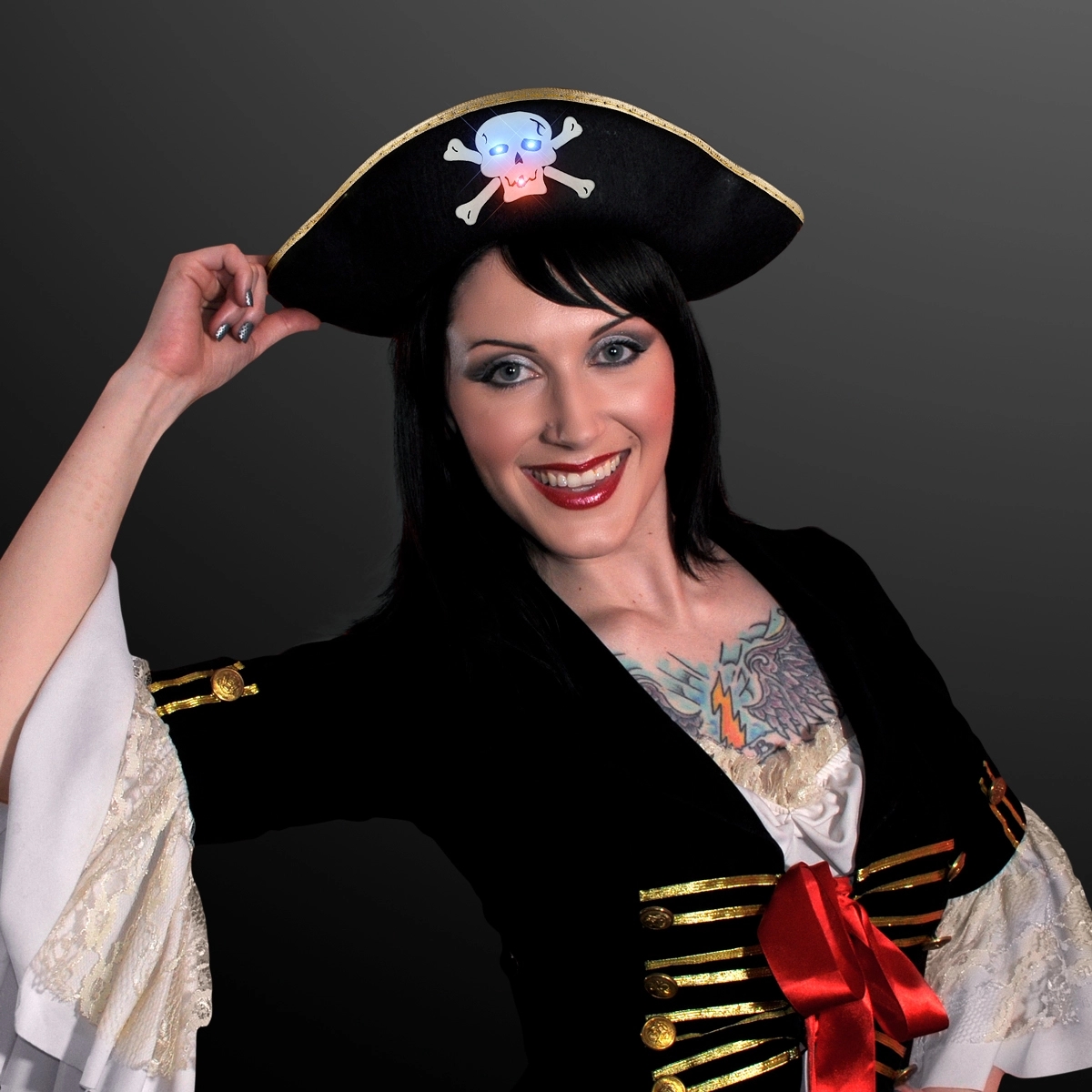 LED Pirate Hat with Flashing Skull 3