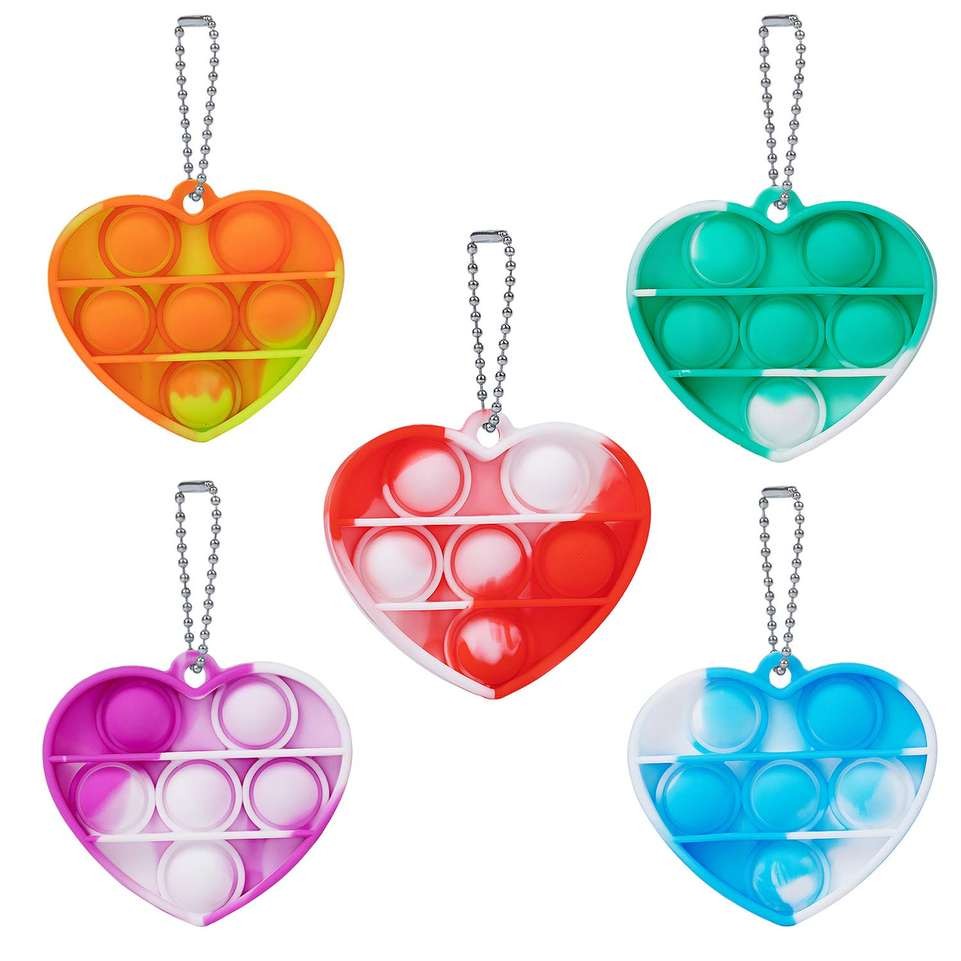 Heart Push Bubble Pops Fidget Keychain 1
