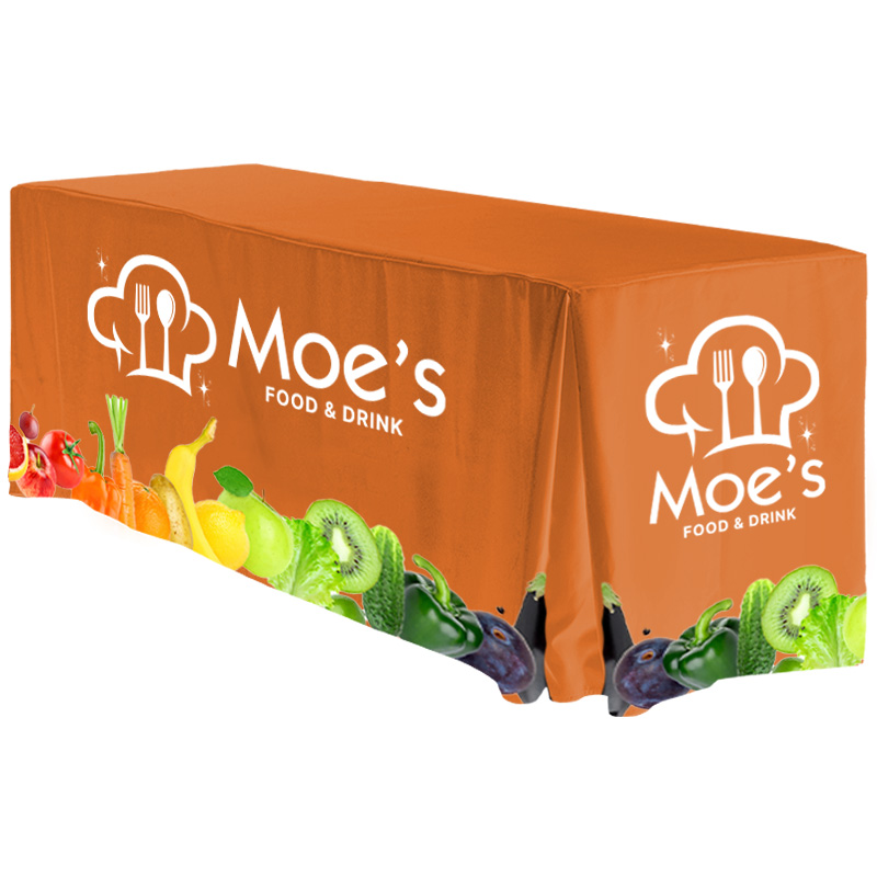 6' Overall, Box Fitted Open Back Dye Sublimation Custom Color Imprint Table Cover