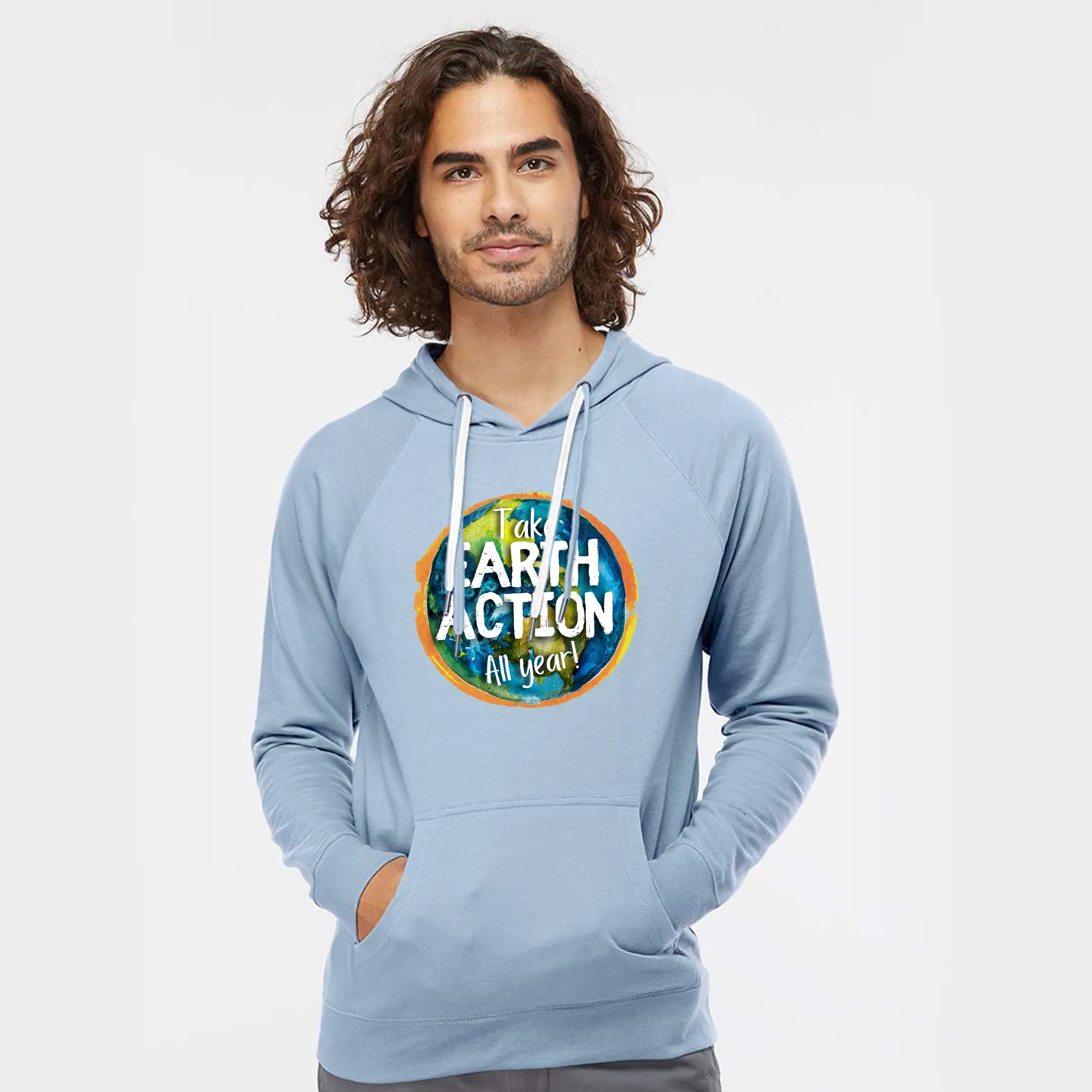 Unisex Lightweight Loopback Terry Hooded Pullover 2