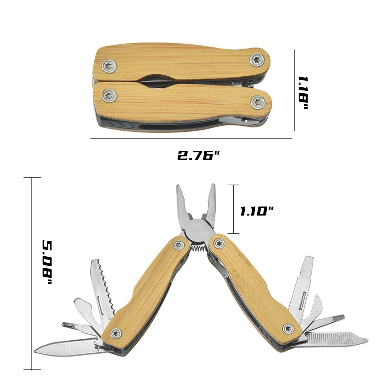 Personalized Multi-Function Pocket Pliers with Wooden Handle 2
