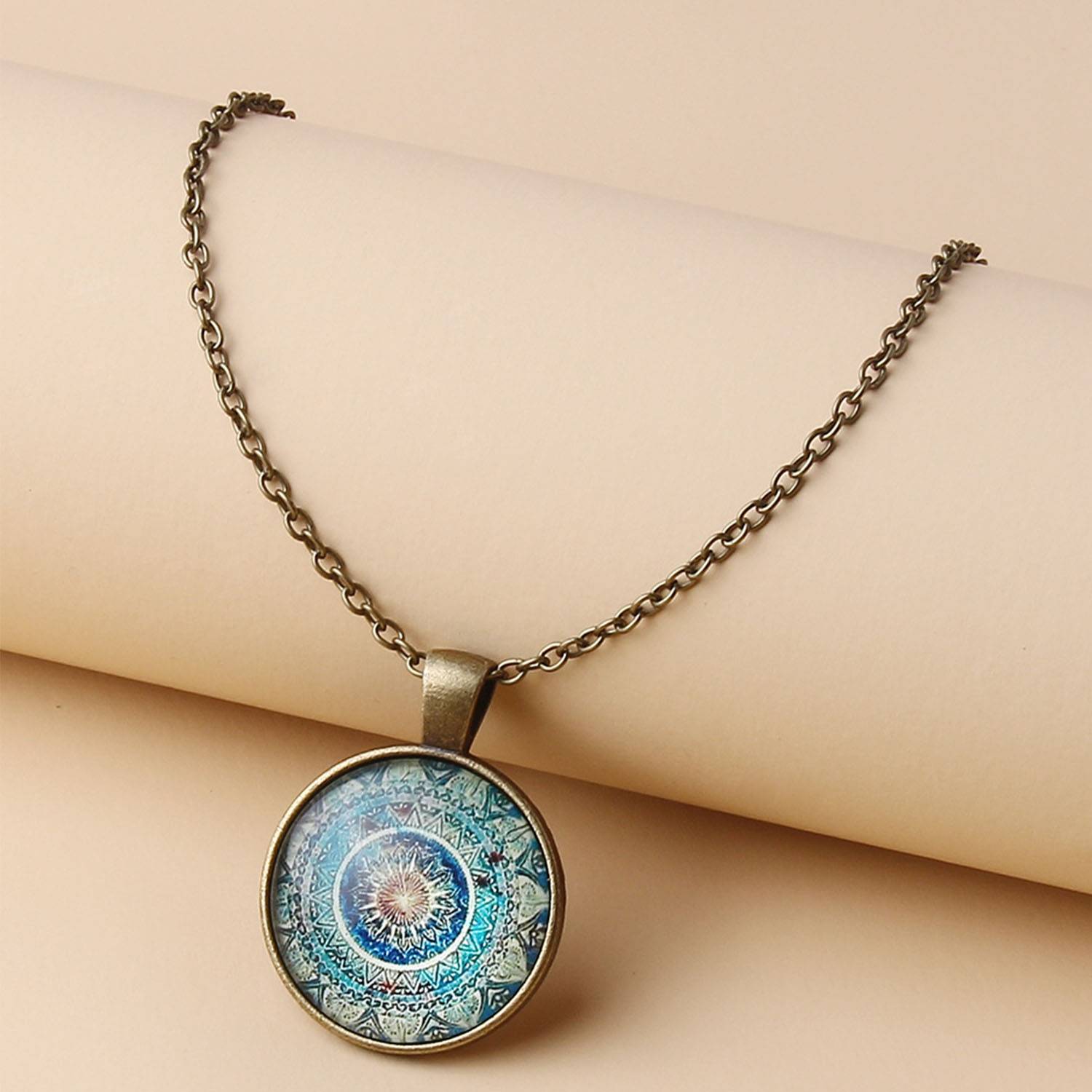 Alloy Yoga Crystal Pendant Moon Necklace 5