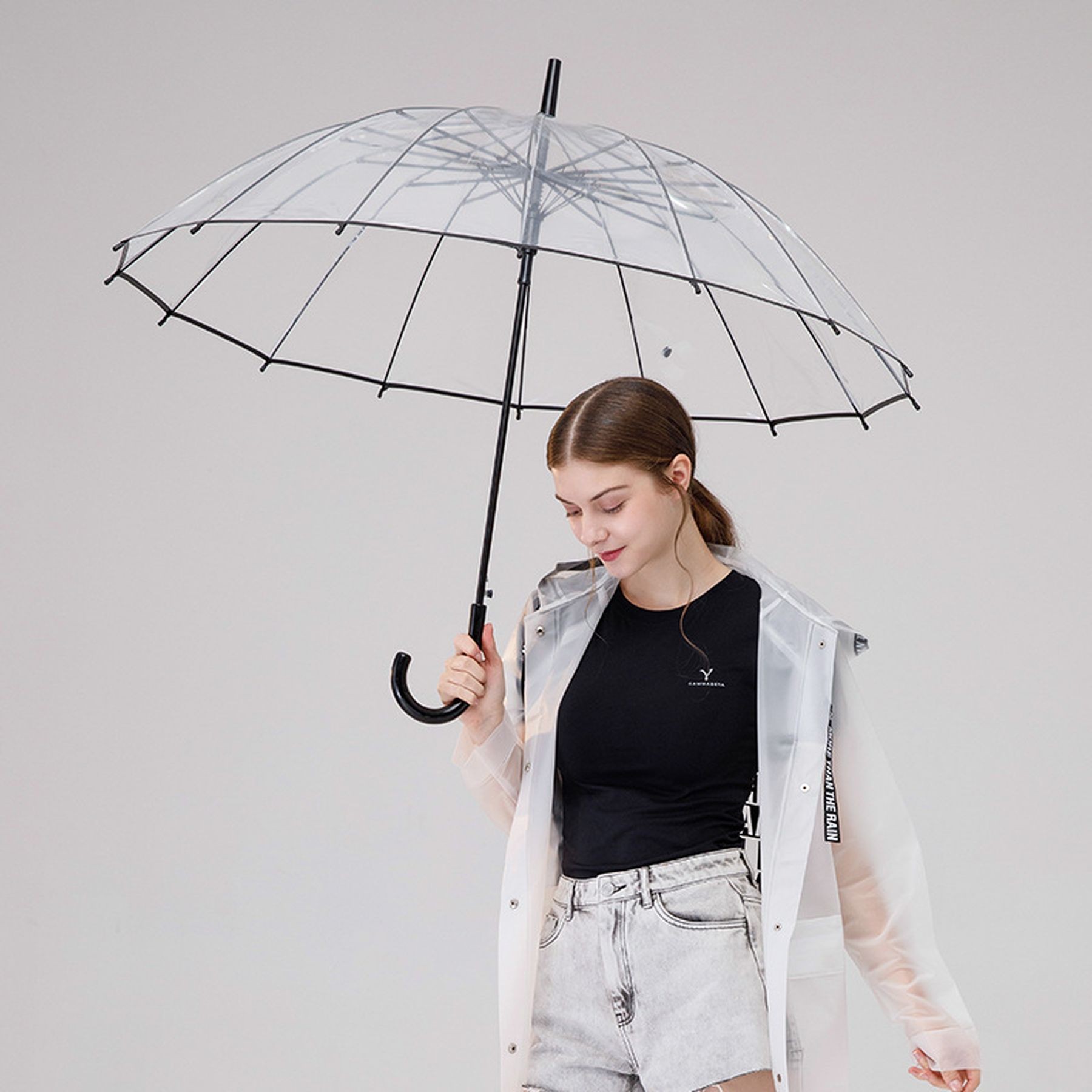 47 Inch Bubble Clear Windproof Dome Wedding Rain Umbrella 8