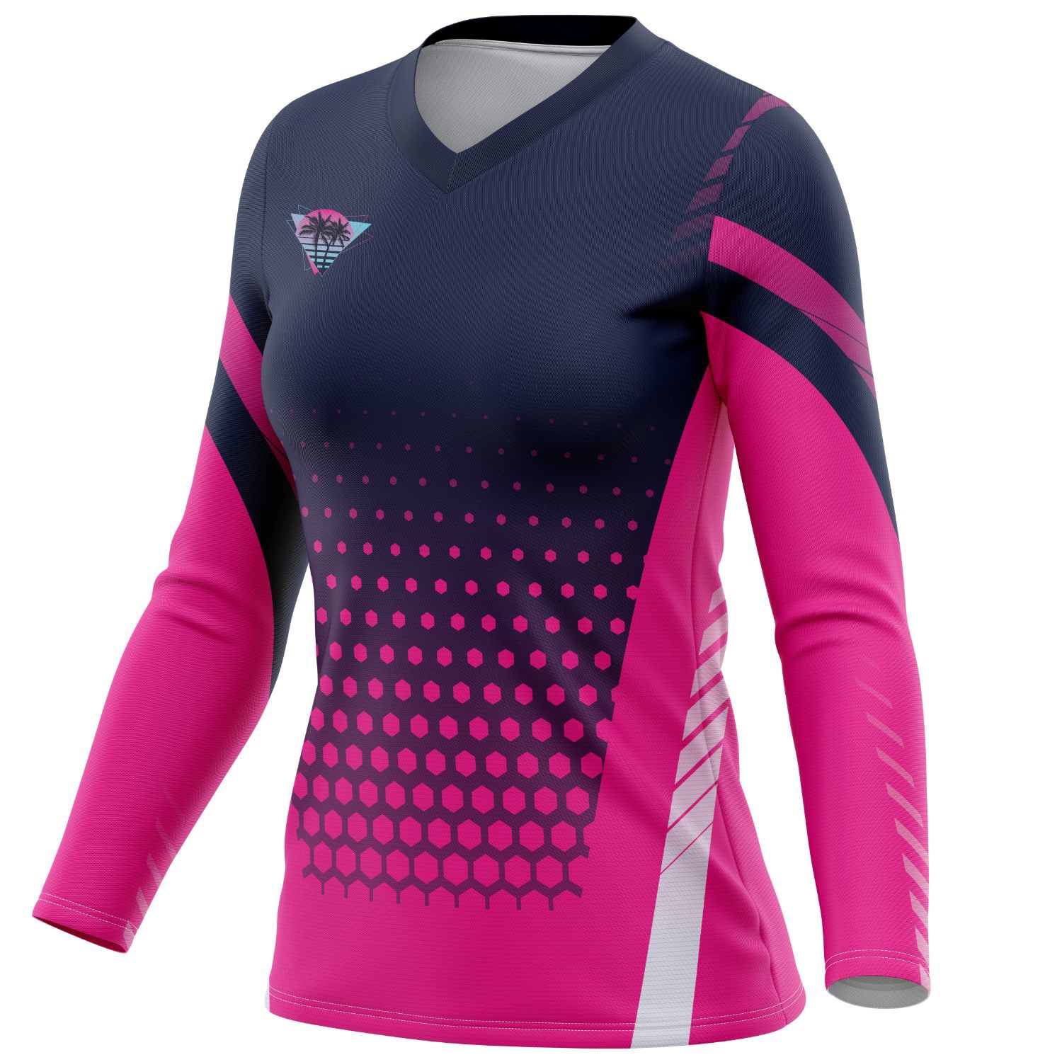 Women's 160 GSM Brushed Milk Silk Sublimation V-Neck Long Sleeve T-shirt 4