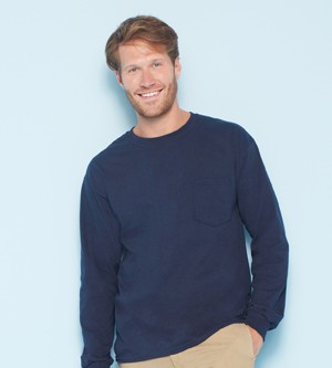 Screen Printed G2410 Colored Long Sleeve T-shirt with Pocket 1