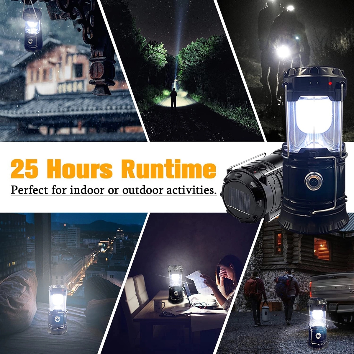 Portable LED Camping Solar Lantern Lightweight Waterproof 2