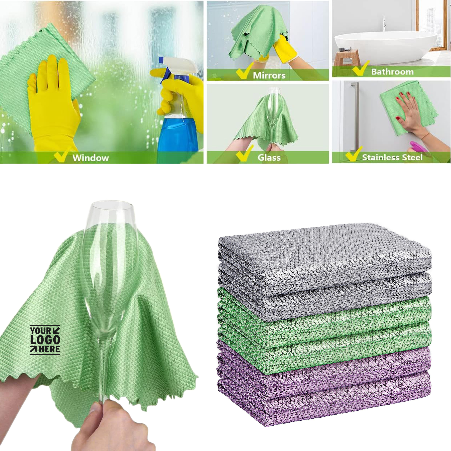 16" x 14" Lint Free Cloth Microfiber Glass Cleaning Cloths