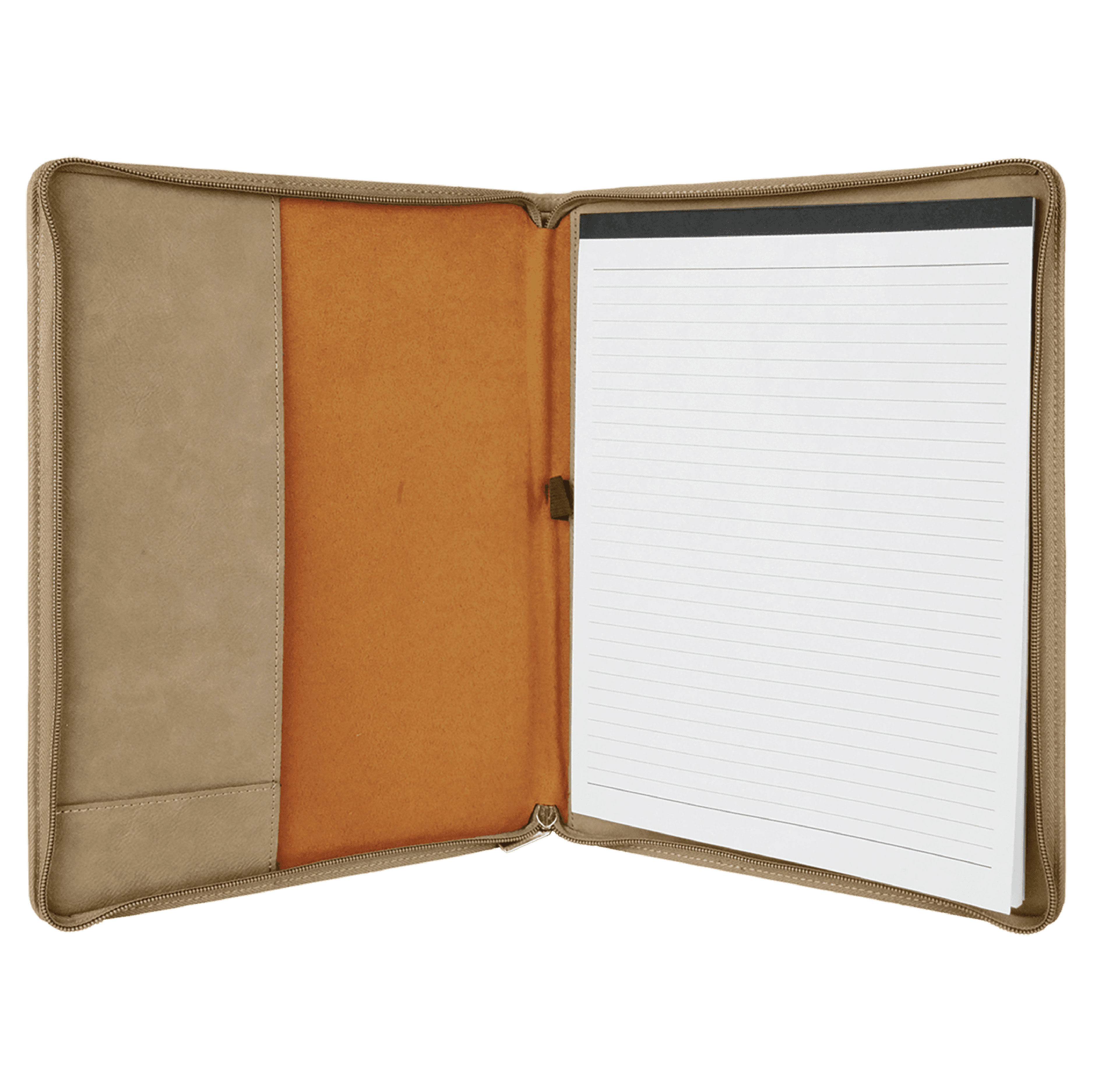 9" x 12" Leatherette Light Brown Portfolio with Zipper 12