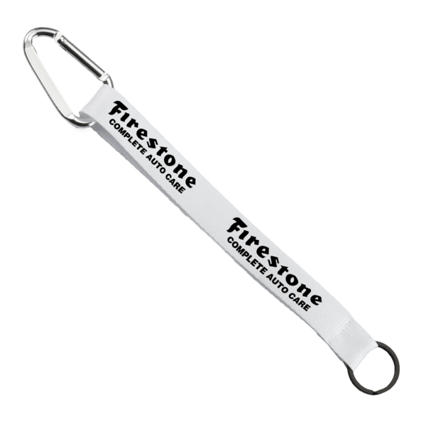 3/4" Sewn Polyester Keychain with Metal Split-Ring and Carabiner 2