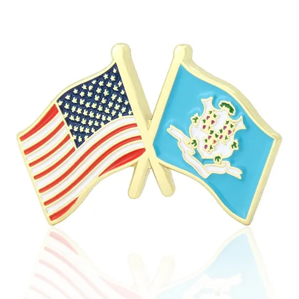 Stock Crossed Flag Pin (USA & USA) 34
