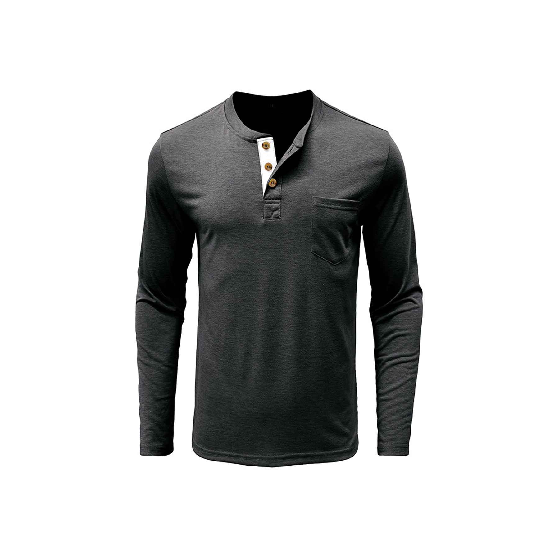 Men 3 Button Long Sleeve Shirt 7