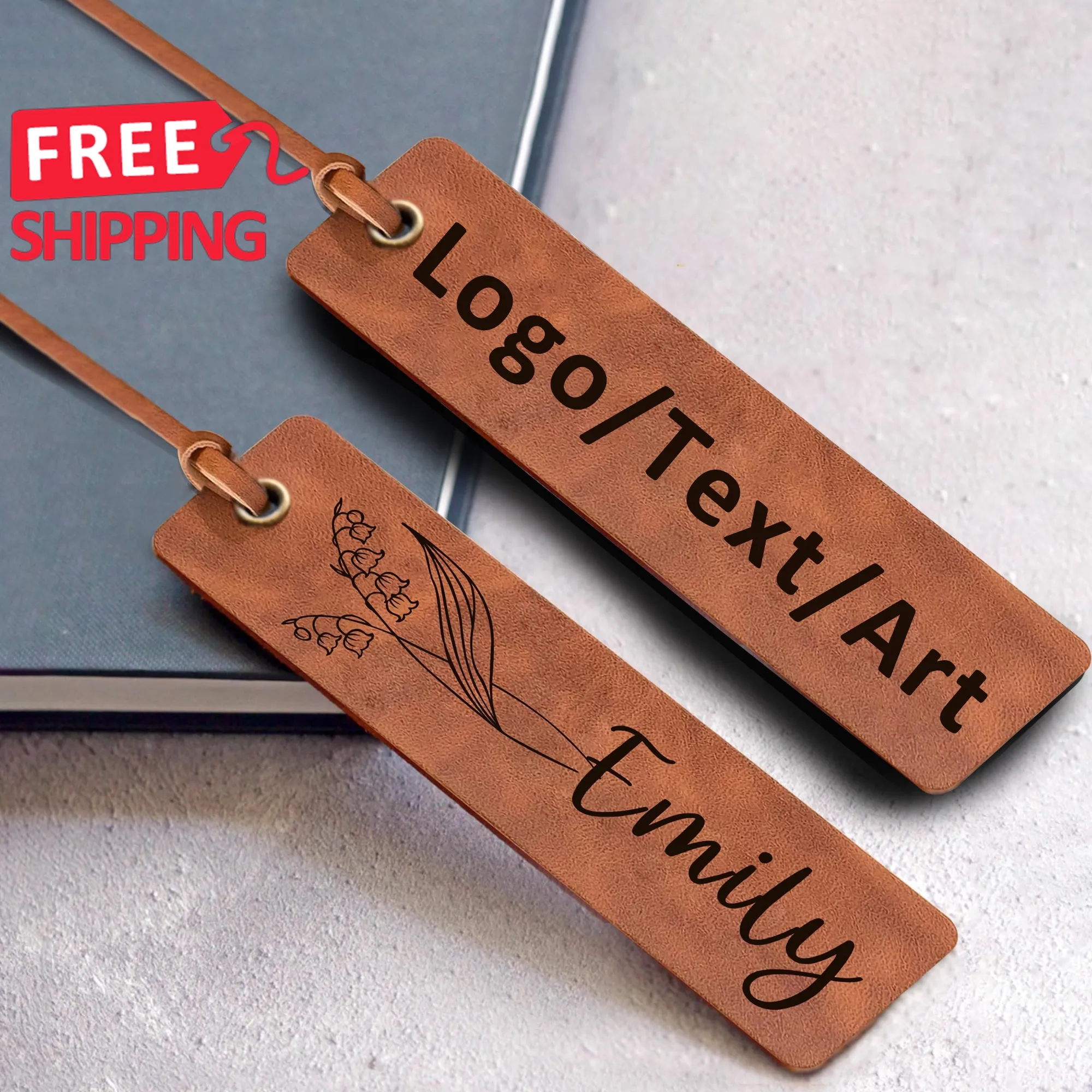 Wholesale Birth Flower Leather Bookmarks 8