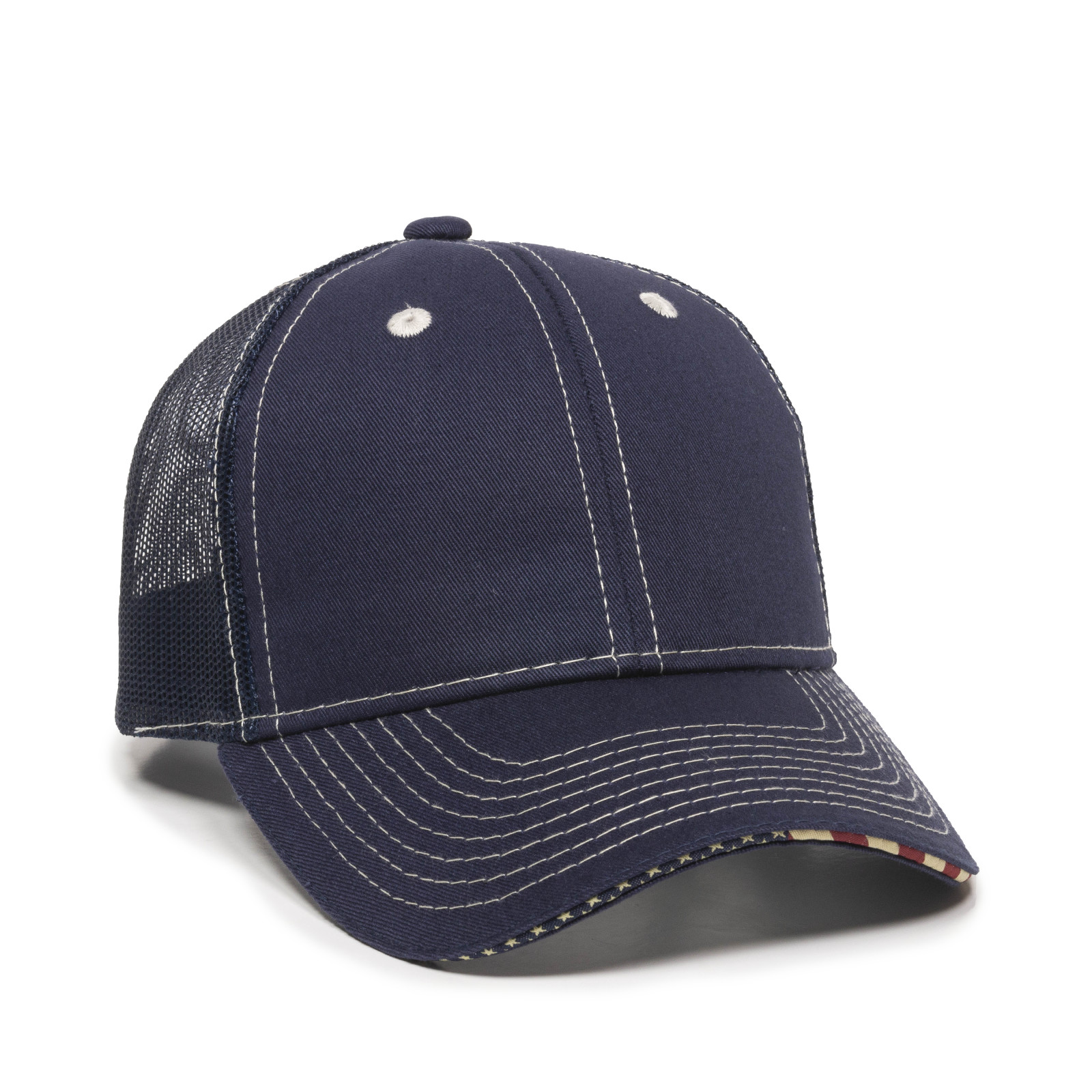 Twill Mesh Back Cap w/Flag Sandwich Visor 2