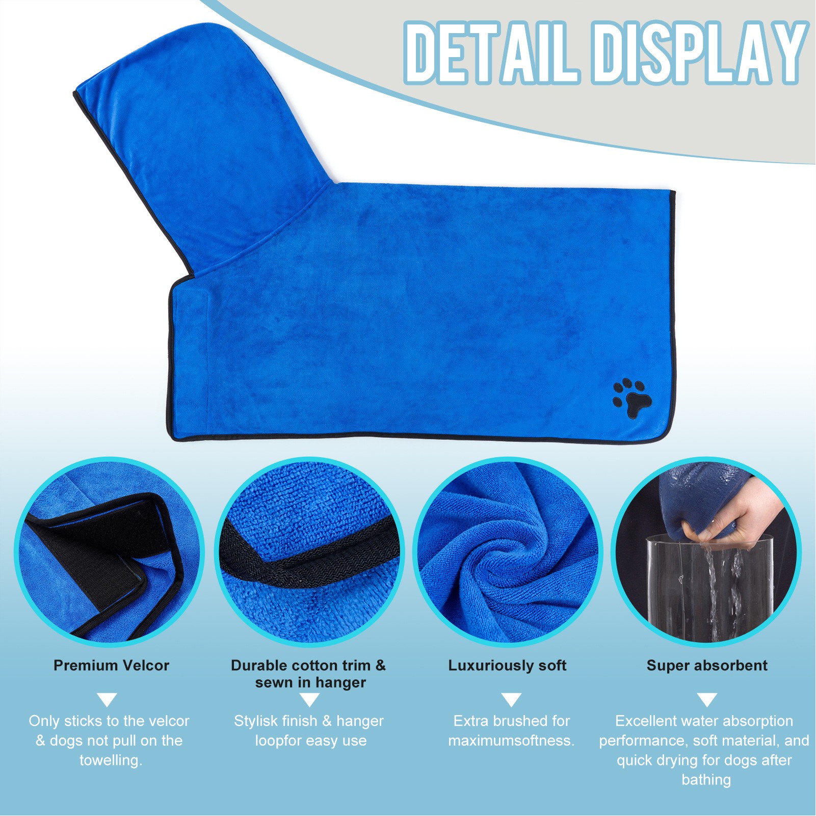 Dry Fast Super Absorbent Dog Bag Bathrobe Drying Towel 3