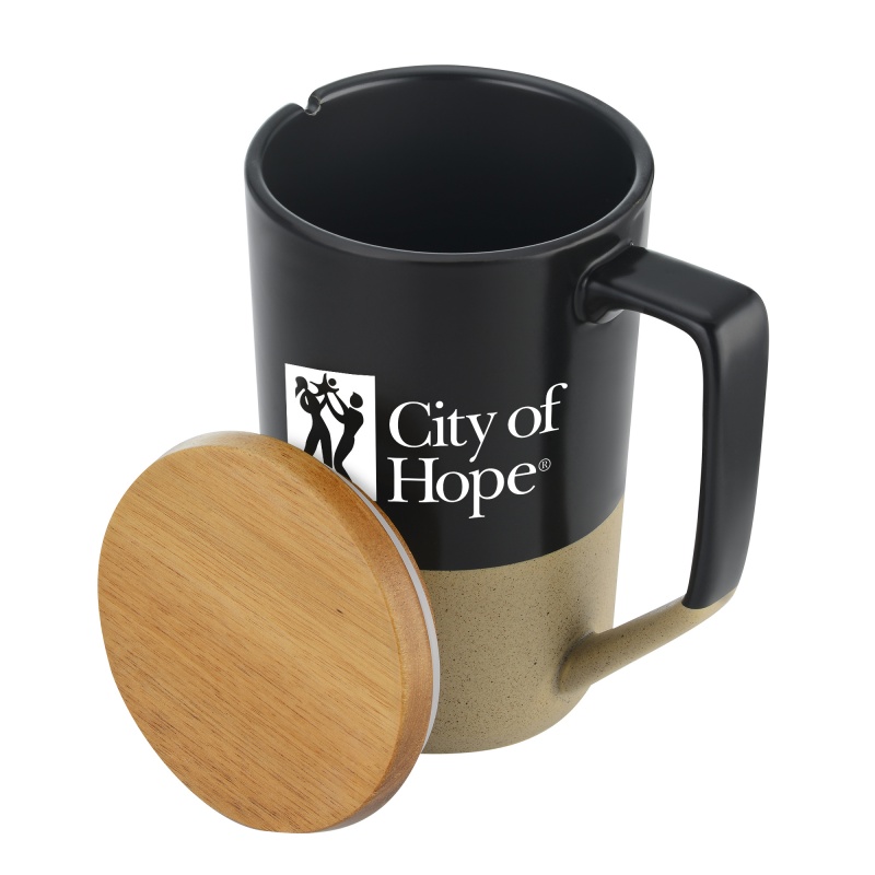 15 oz Ceramic Mug Wood Lid 3