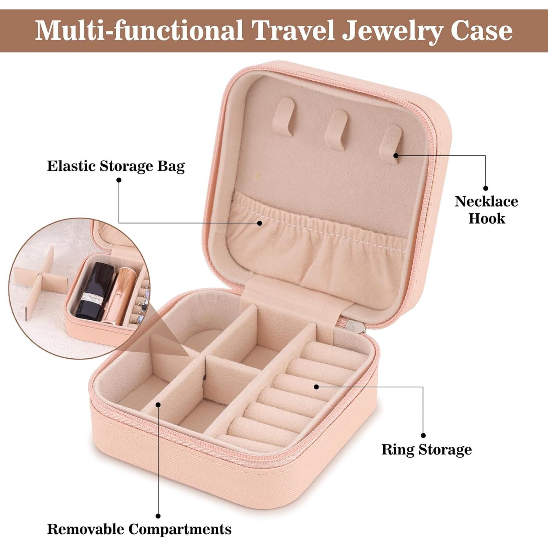 Pu Leather Small Jewelry Box Travel Portable Jewelry Case 12