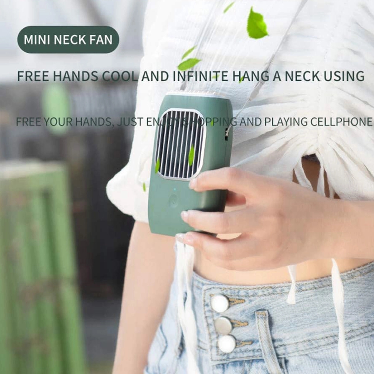 Custom Mini Silent Portable Rechargeable Hanging Neck Fan 6