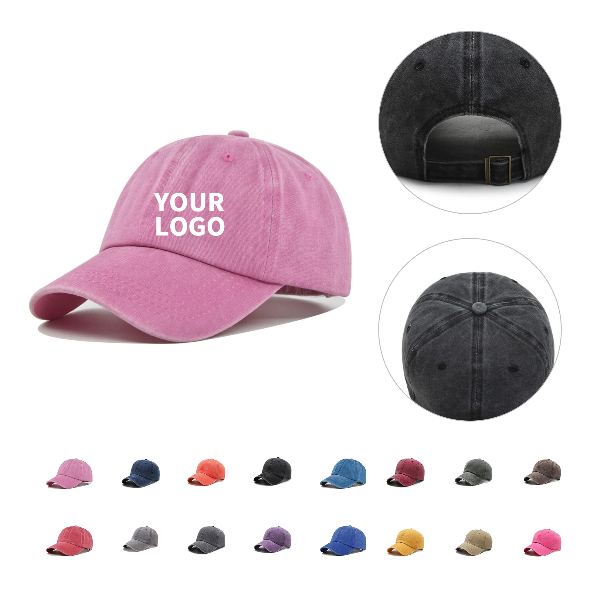 Cotton Adjustable Baseball Cap With Metal Buckle 6