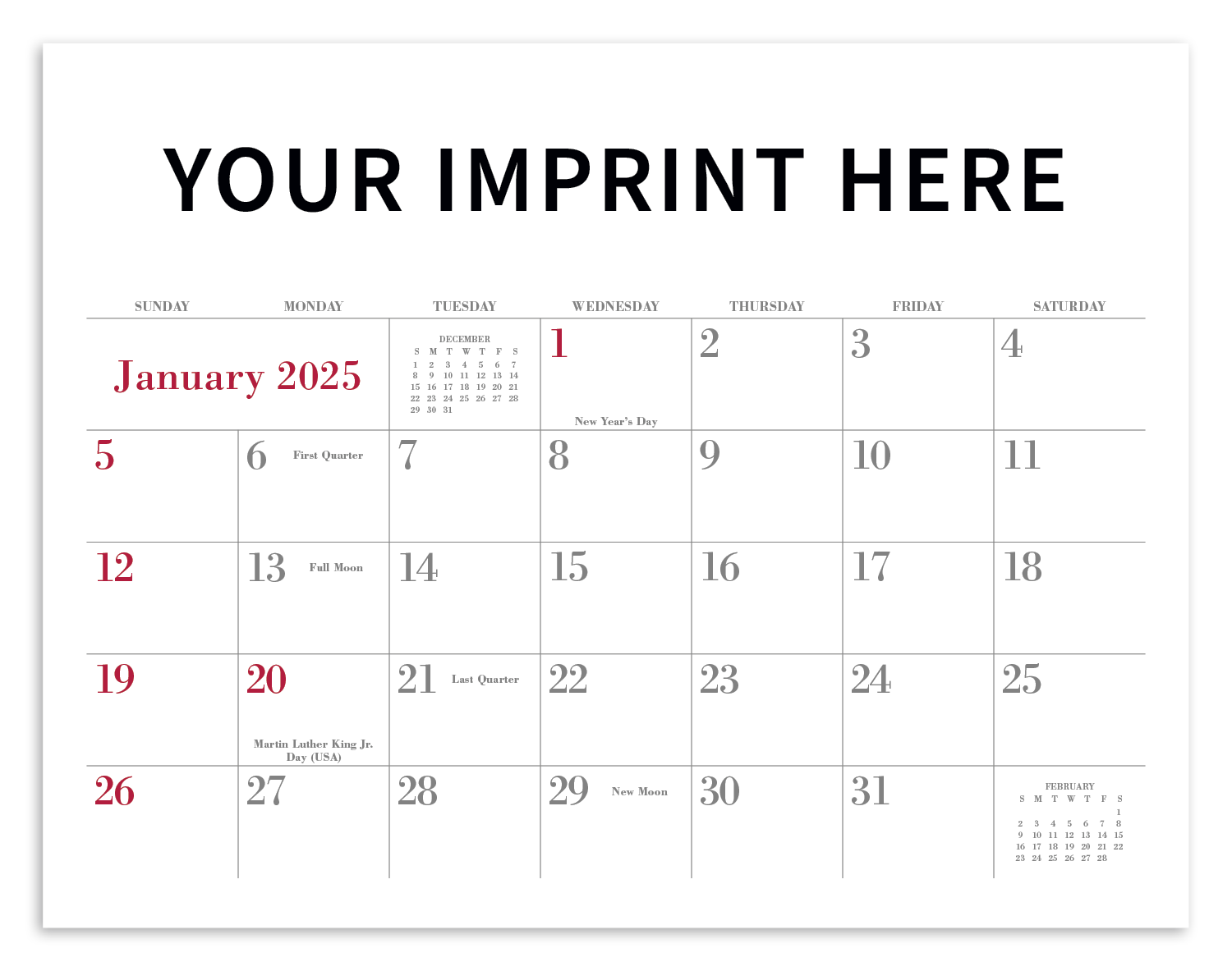 Triumph® Calendars Small Quantity Custom - Stapled Calendar 25