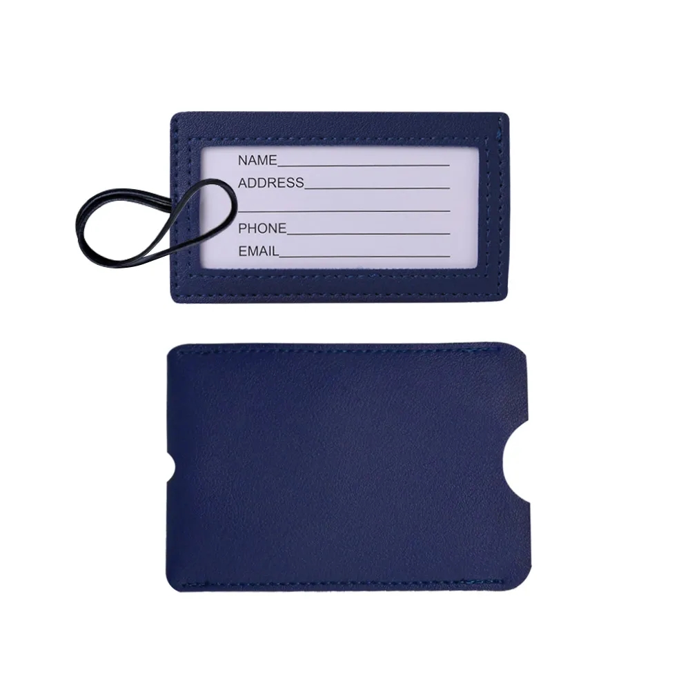 Vegan Leather Luggage Tag with Loop Strap 10