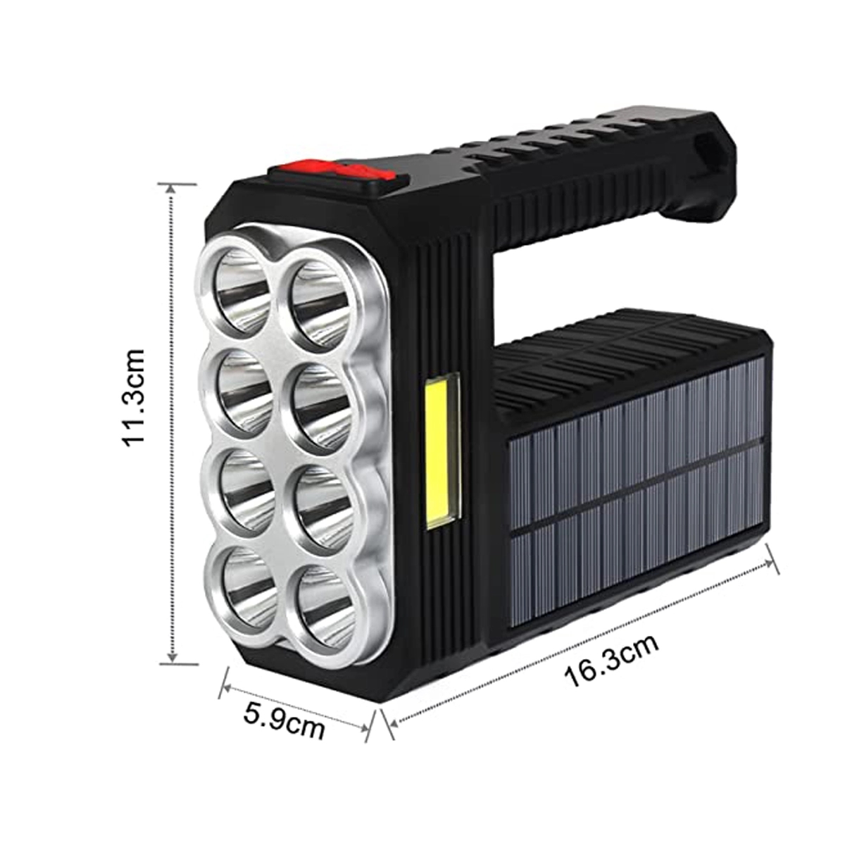 Solar Rechargeable Flashlight With Cob Sidelight 6
