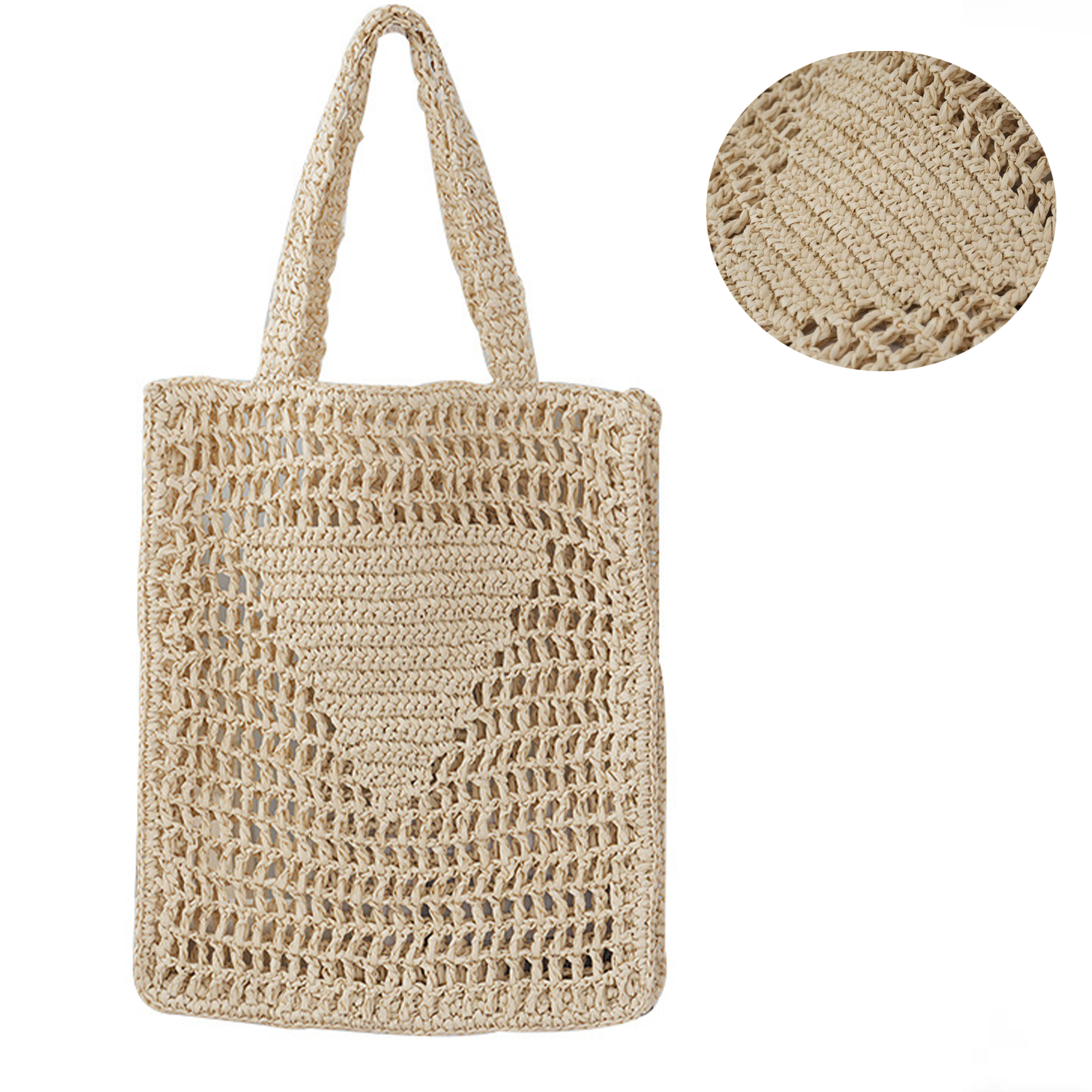 Paper Rope Woven Crochet Beach Tote Bag 6