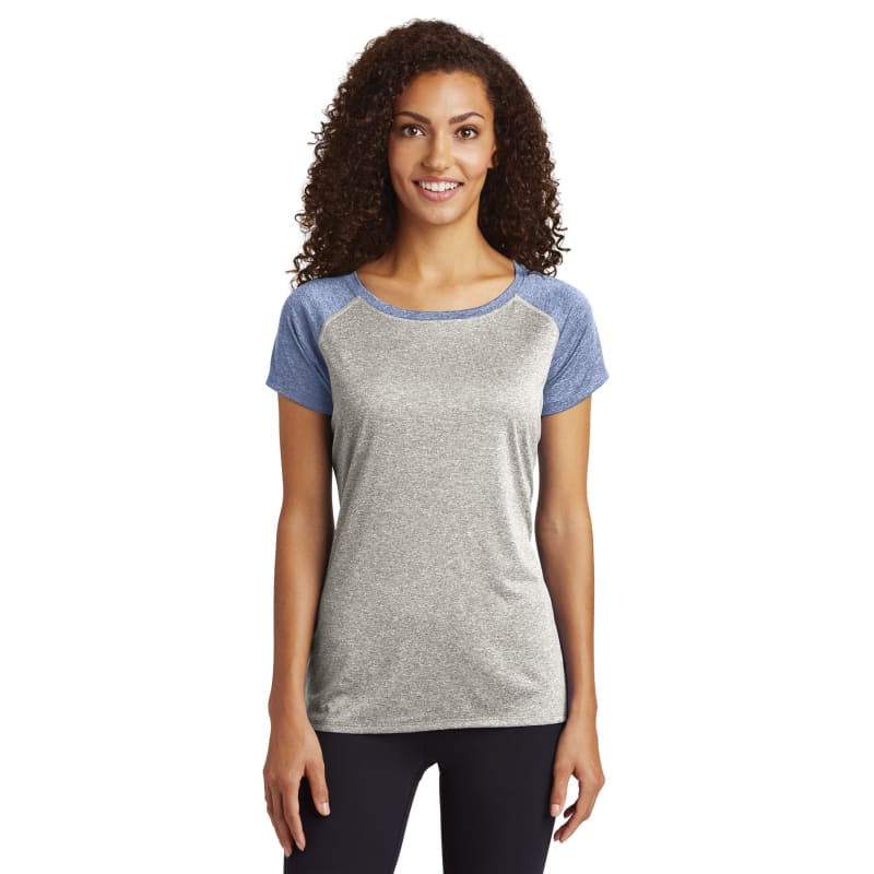 Sport-Tek Women's Heather-On-Heather Contender Scoop Neck Tee. 7