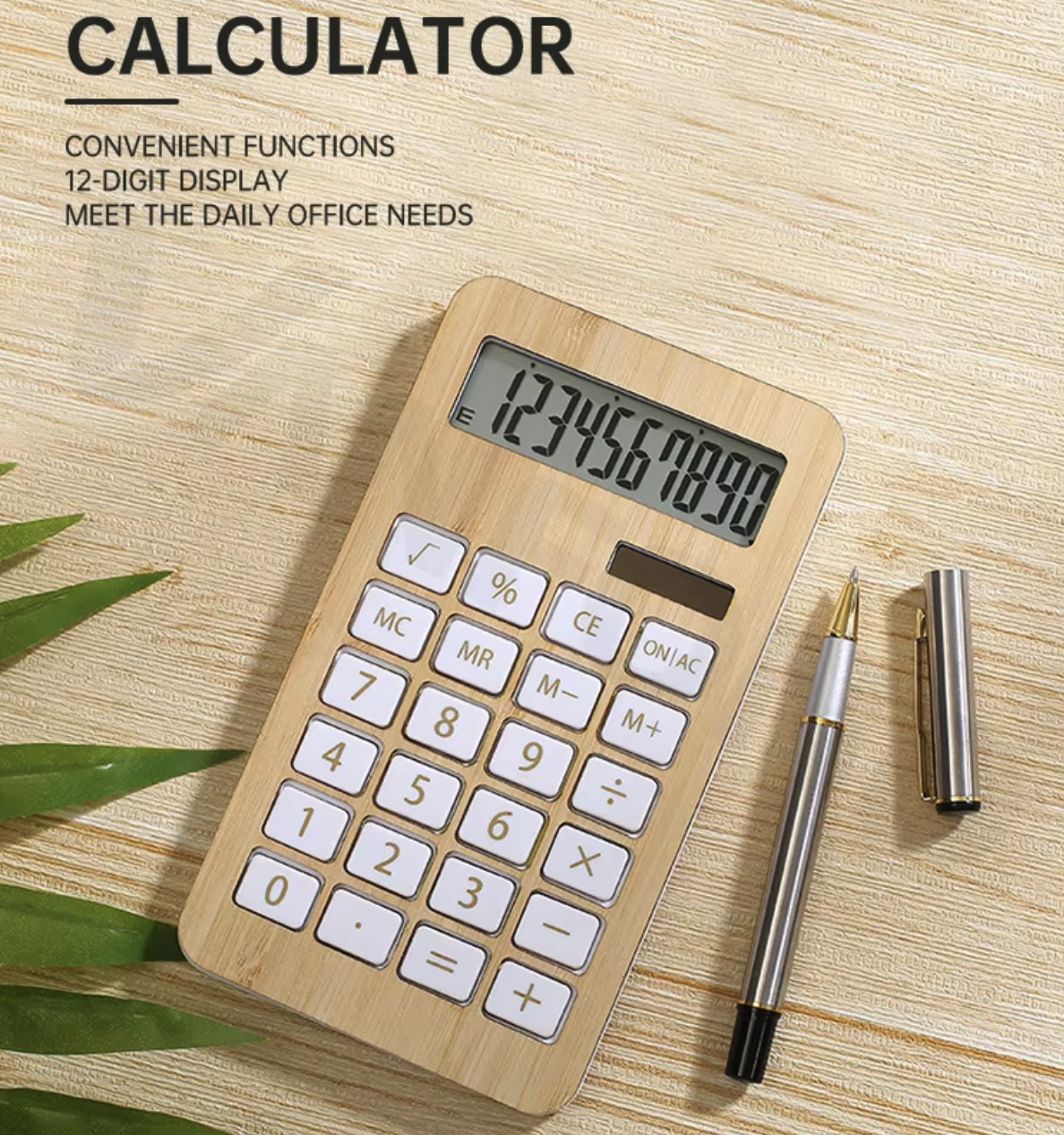 Wooden Solar Calculator Standard Function Desktop Calculator 2