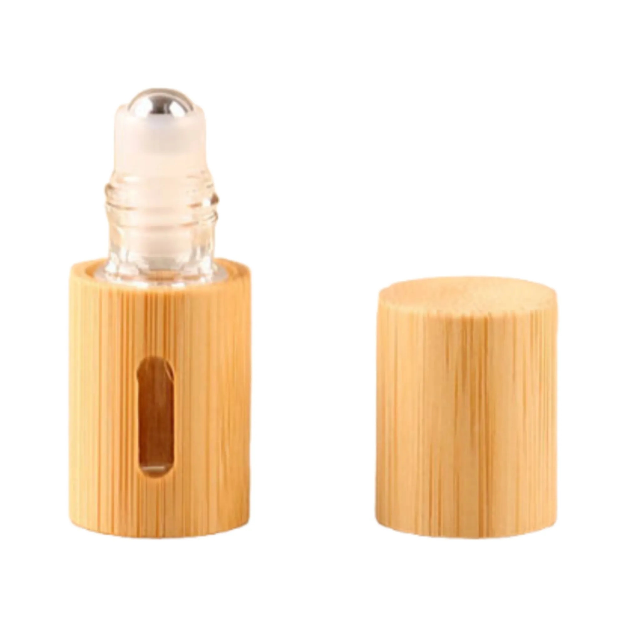 0.35Oz Mini Bamboo Window Roller Perfume Bottle Empty 1
