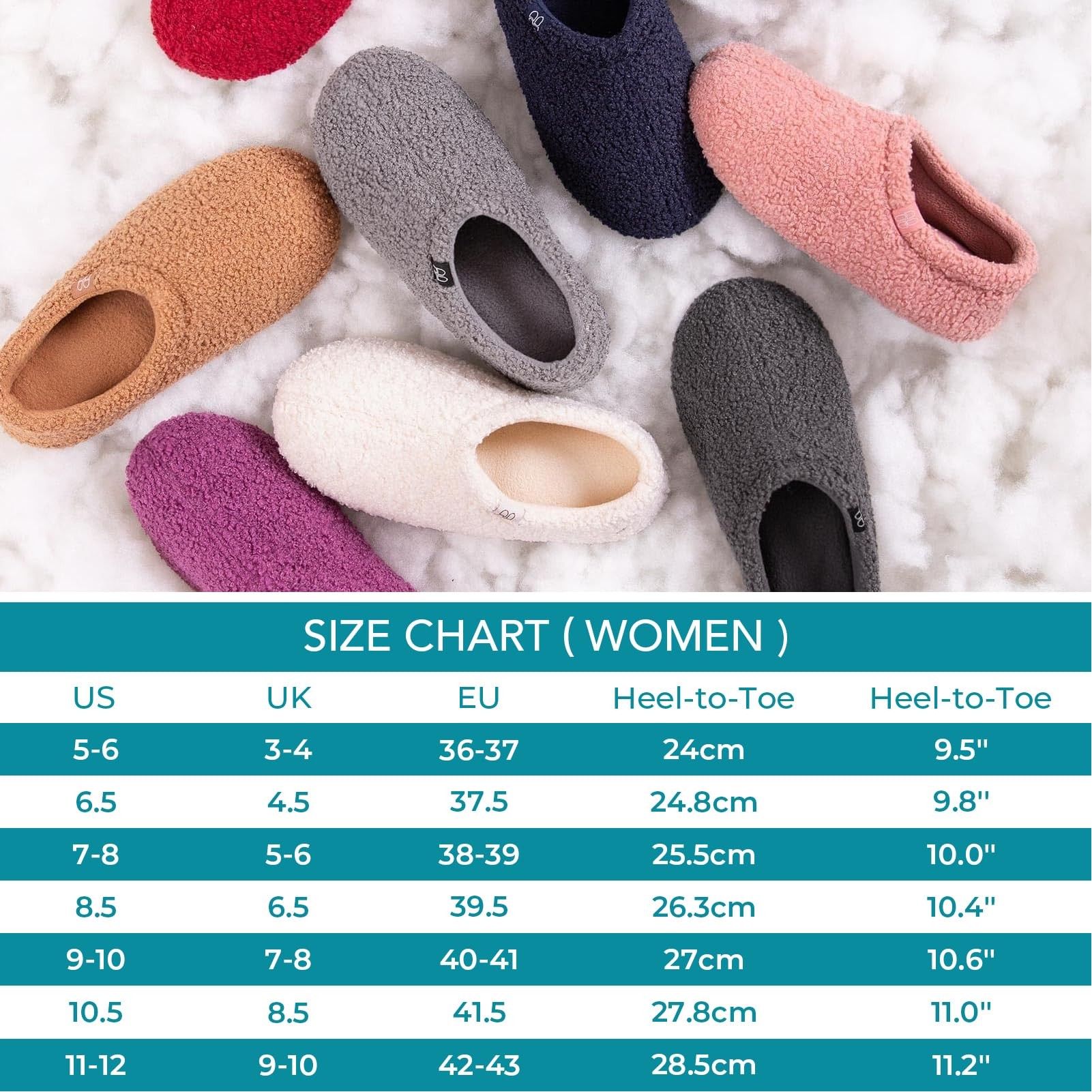 Women's Fuzzy Teddy Memory Foam Slippers, Lightweight Bedroom House Shoes 4