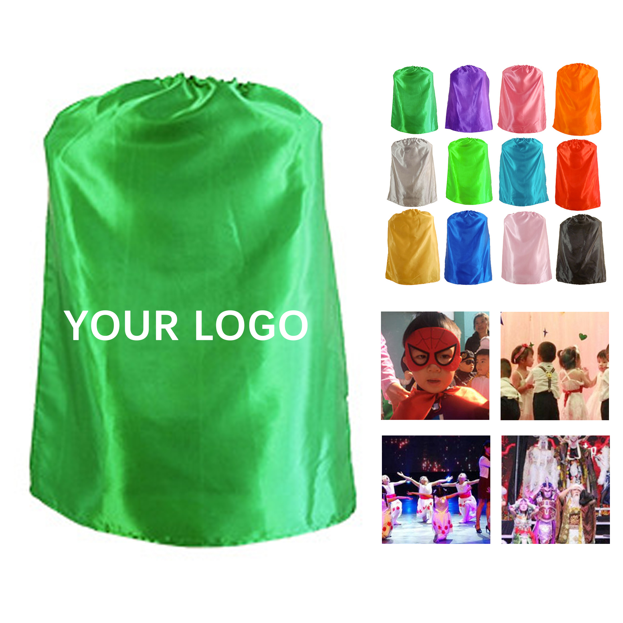 Satin Child Costume Cape With Hook Closure 27.5" x 27.5" 1