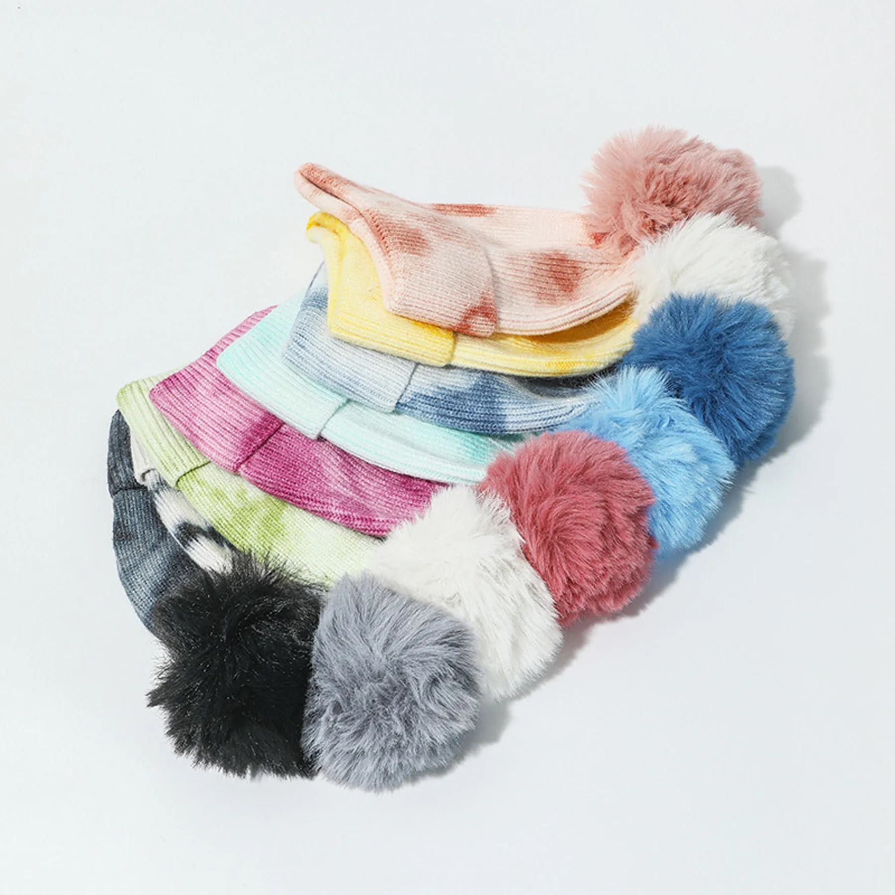 Tie-Dye Beanie with Fluffy Pom 11