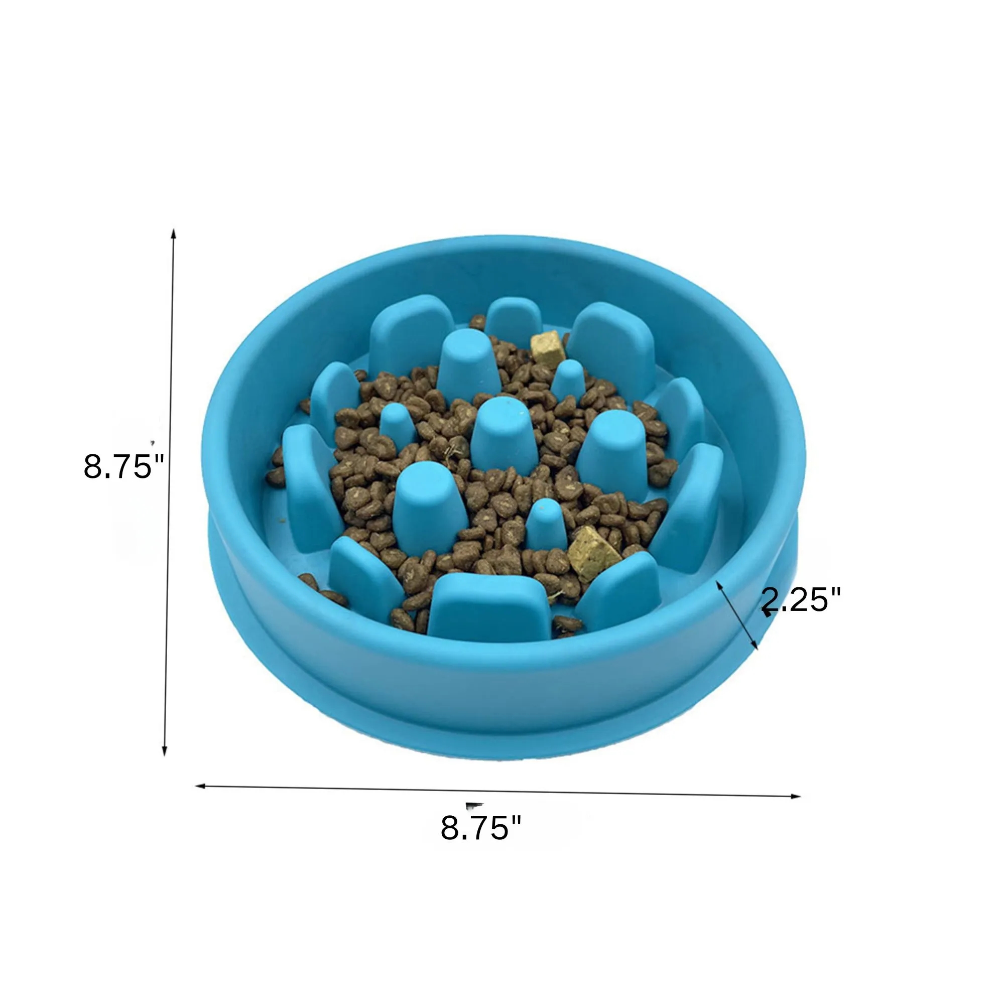 Anti-Choke Slow Feeder Pet Bowl 8.75"x8.75"x2.25" 5