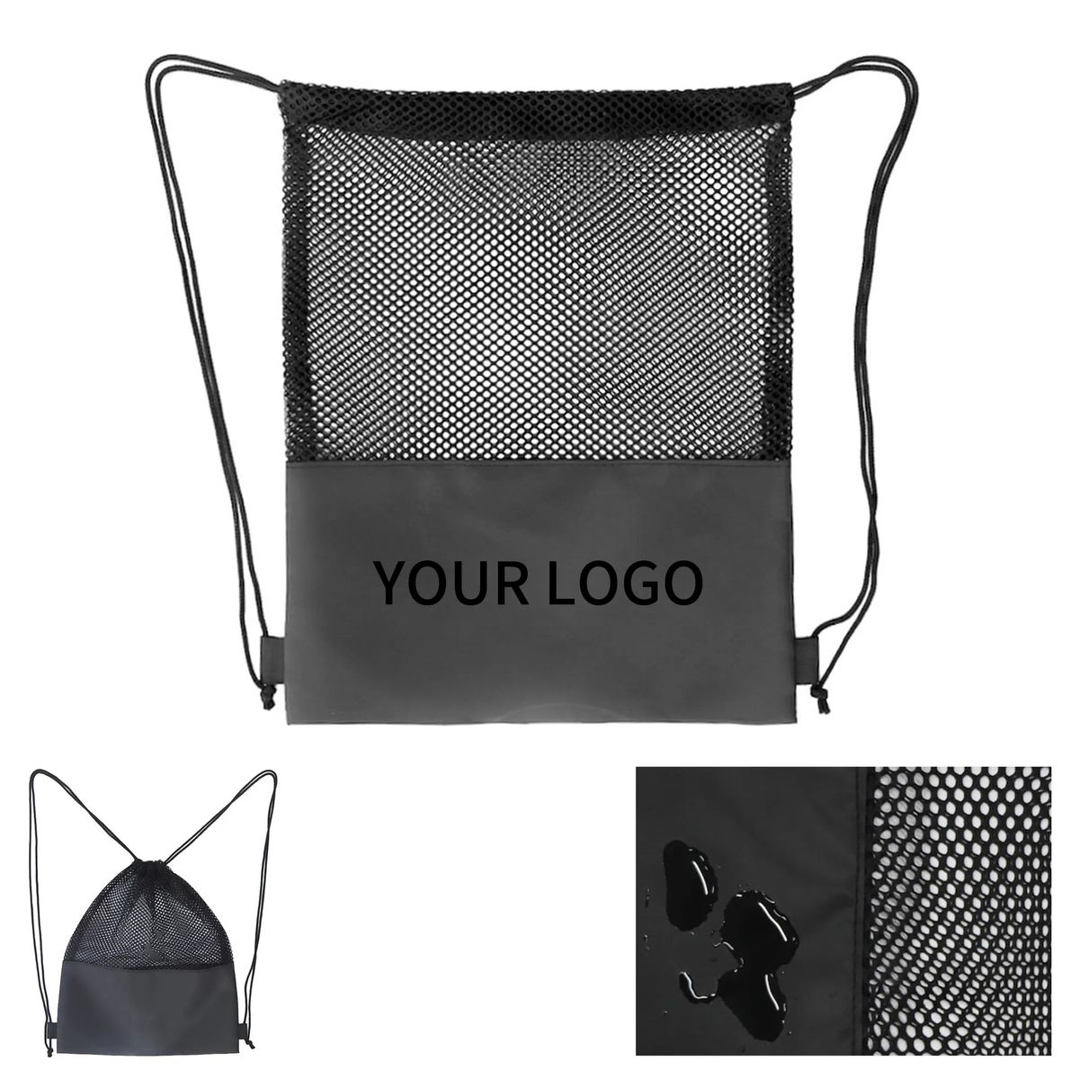 Polyester Mesh Top Drawstring Backpack 3