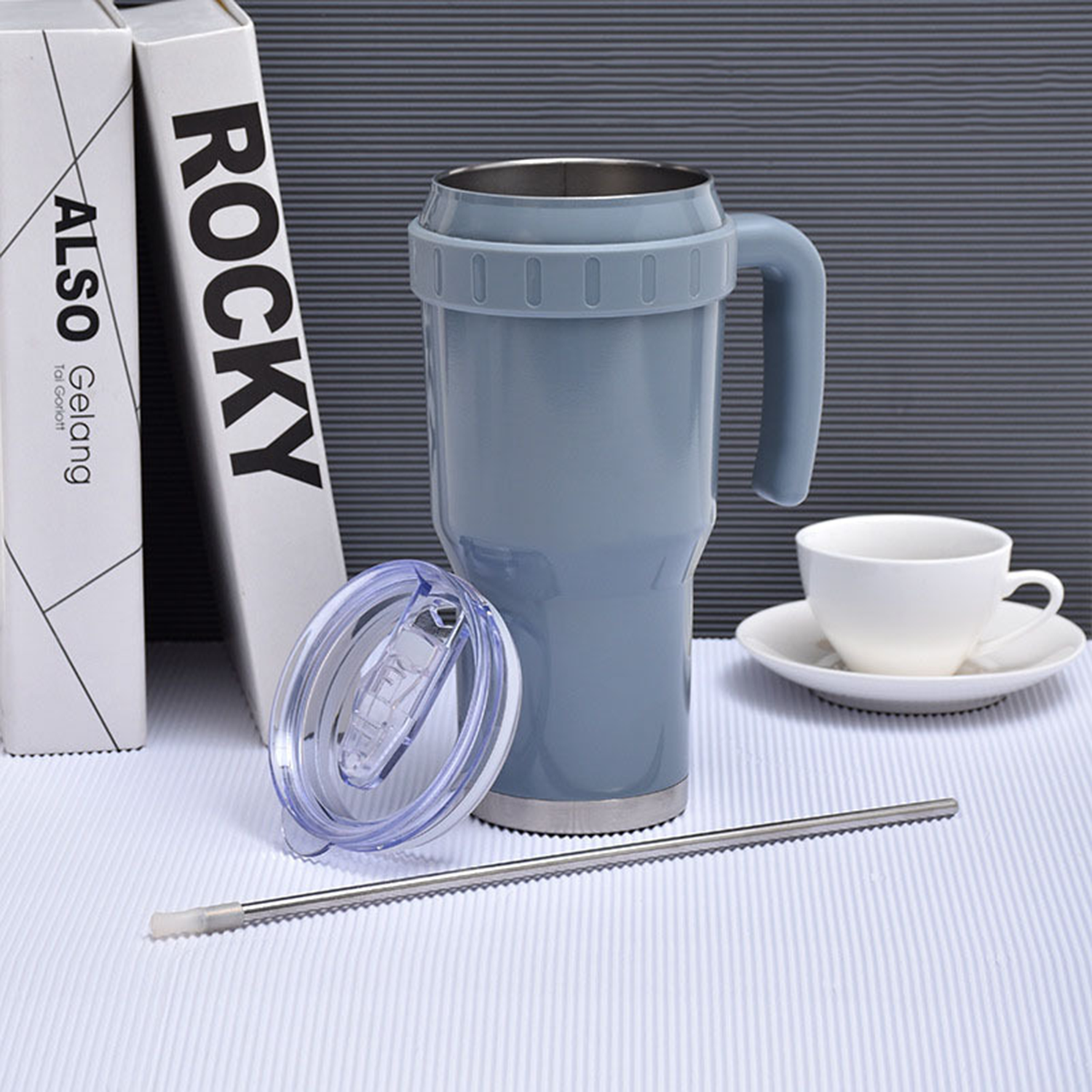 40 Oz Double Wall Stainless Steel Tumbler With Handle 2