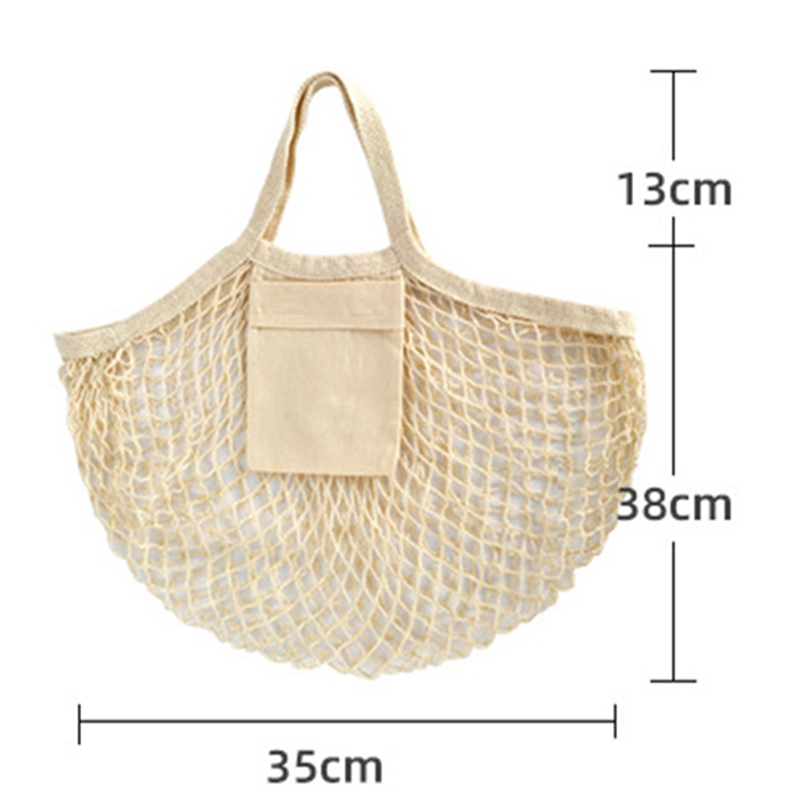 Mesh Fruit Grocery Tote Bags w/Short Handle String & Pocket 3