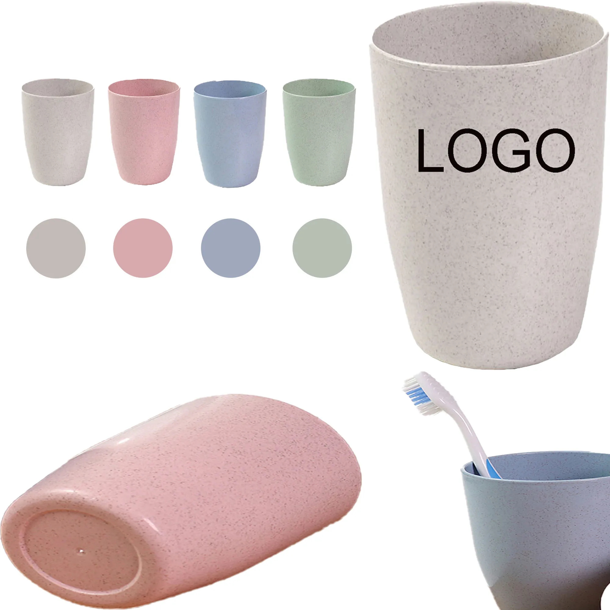 Spot Biodegradable Wheat Straw Toothbrush Mouthwash Cup 2