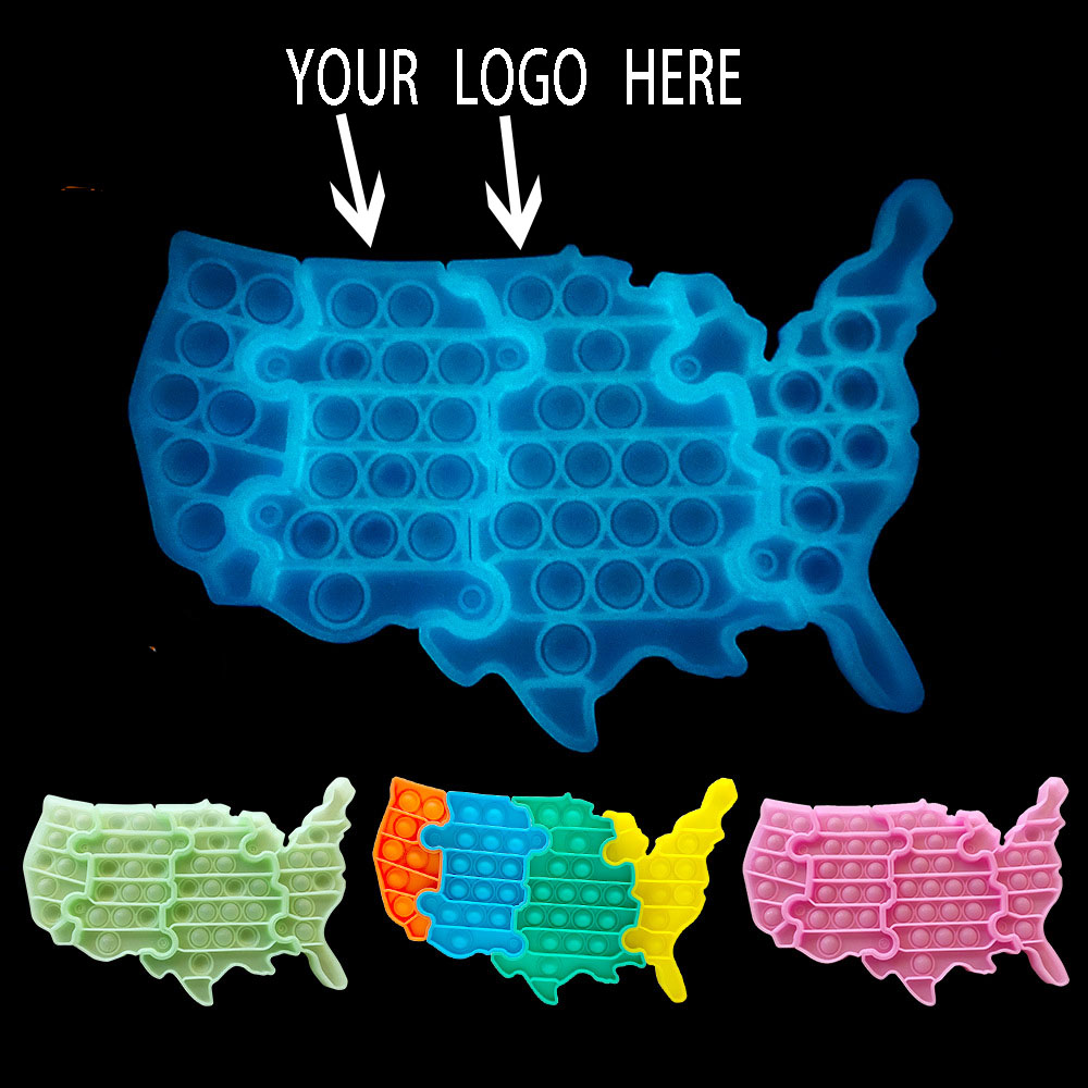 American Map Silicone Colorful Push Pop Bubbles Fidget Sensory Toy Autism Need 9