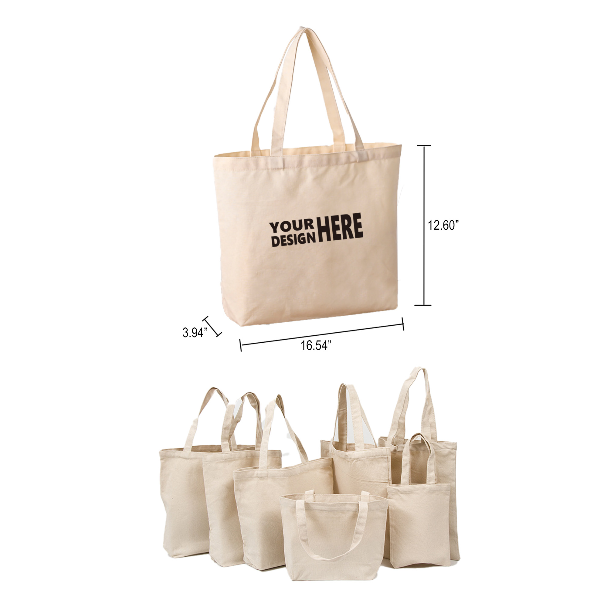 Natural Cotton Canvas Tote Bag, custom tote bag with logo imprint 1