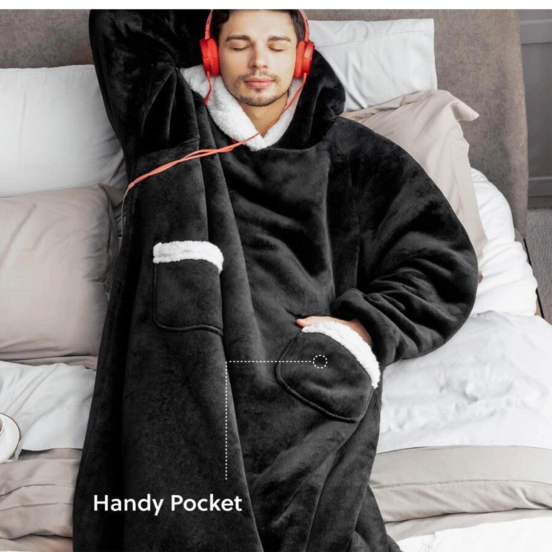 Oversized Microfiber & Sherpa Wearable Blanket 5
