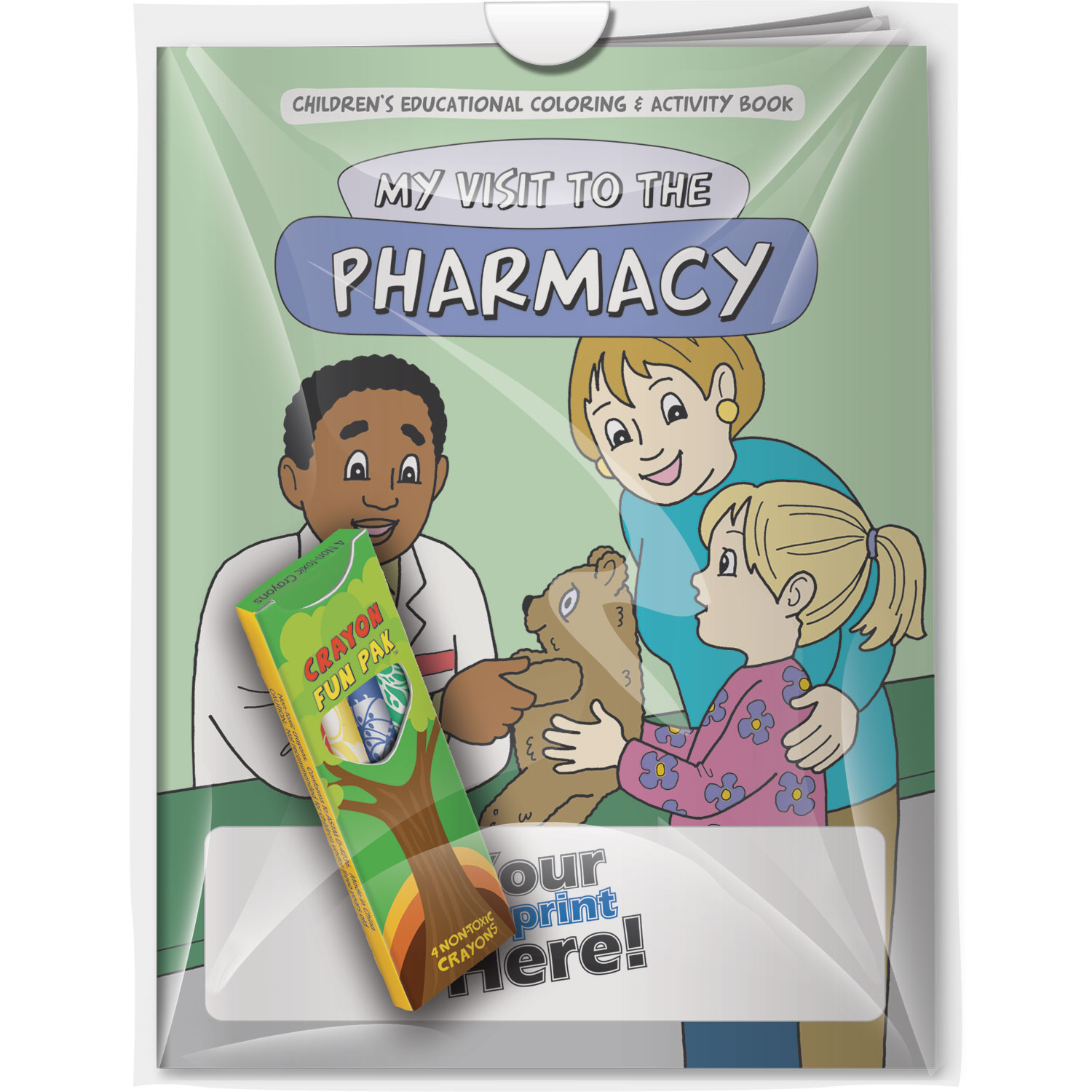 Combo Pack - CB1003 Coloring Book & 4-Pack of Crayons (Imprinted) in a Poly Bag 4