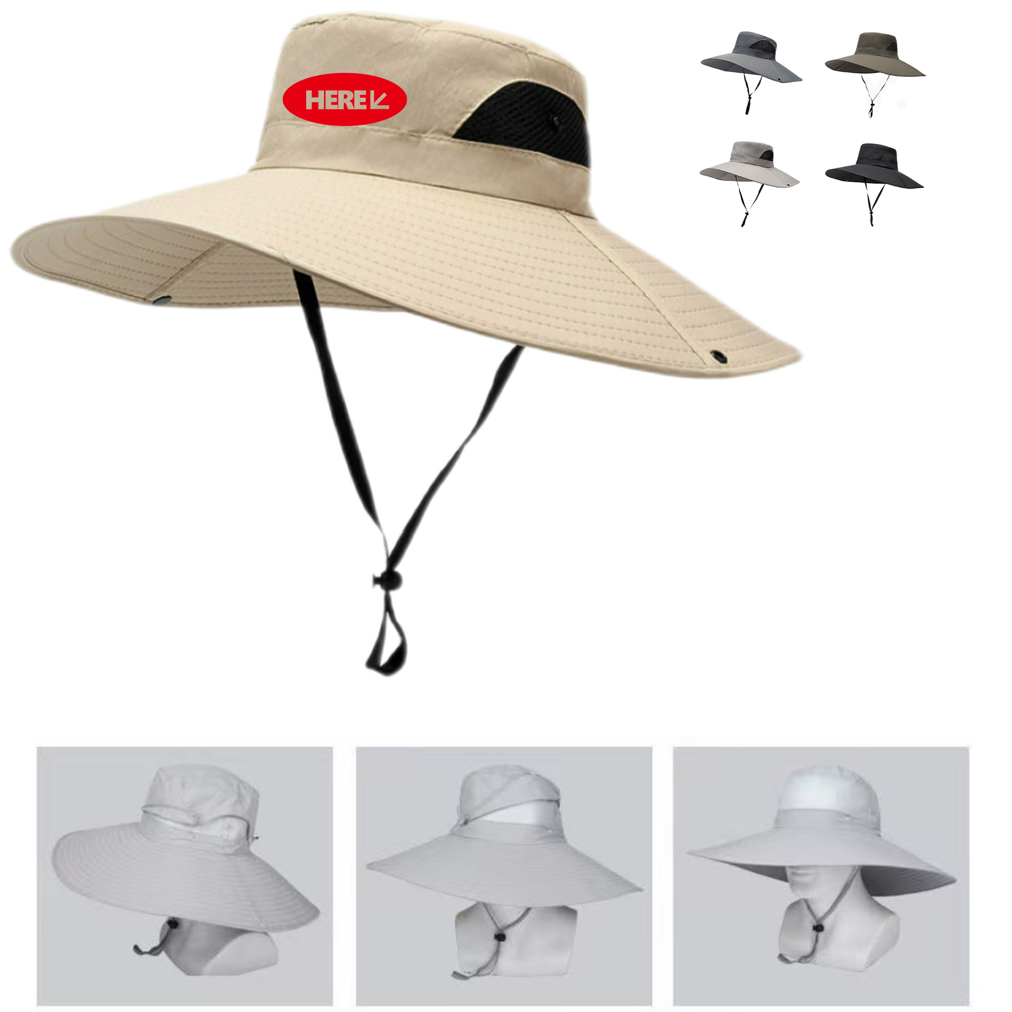 Drawstring-Equipped Fisherman Hat 2