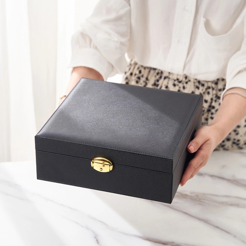 Custom 2-Layer Jewelry Organizer Box with Mirror & Lock 14