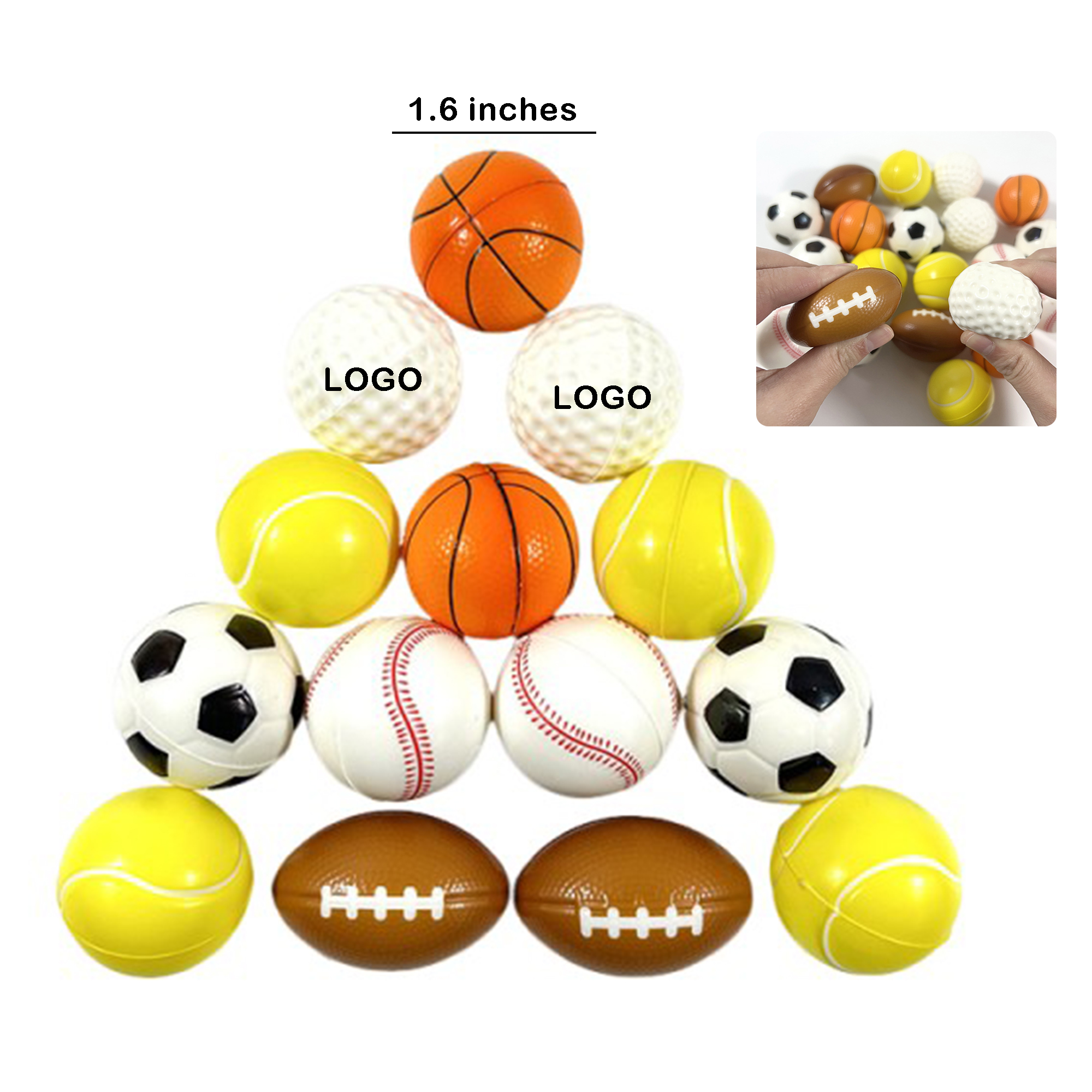 Mini Sports Stress Ball 1.6 Inch PU Foam 2