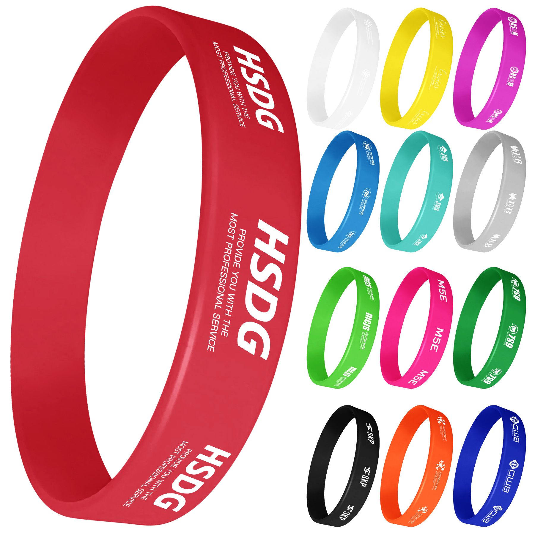8'' L x 1/2'' WSilicone Wristband 5