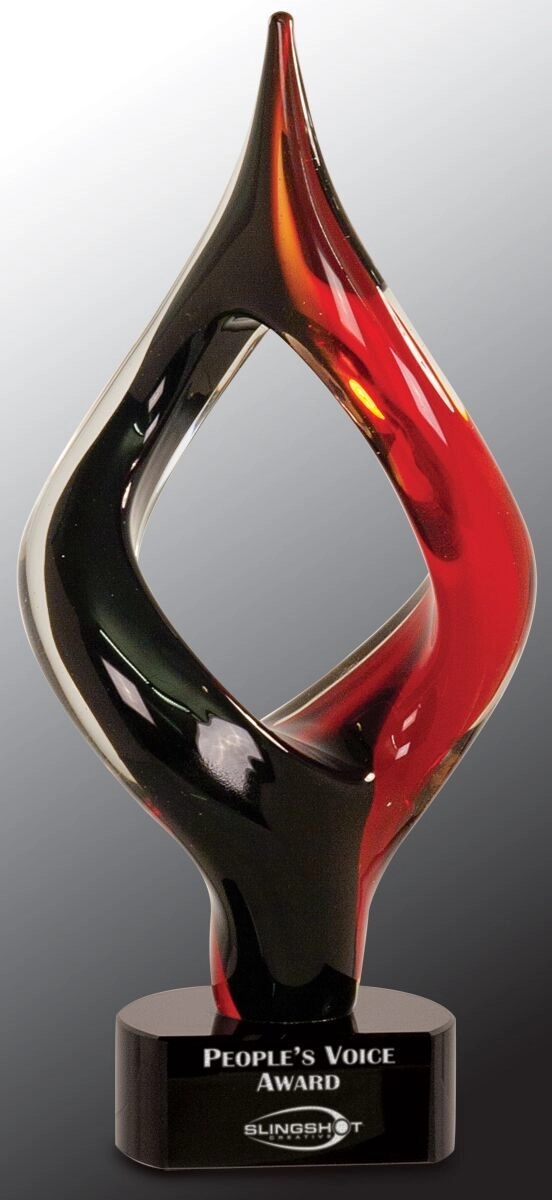 13 1/4" Red/Black Twist Art Glass 5