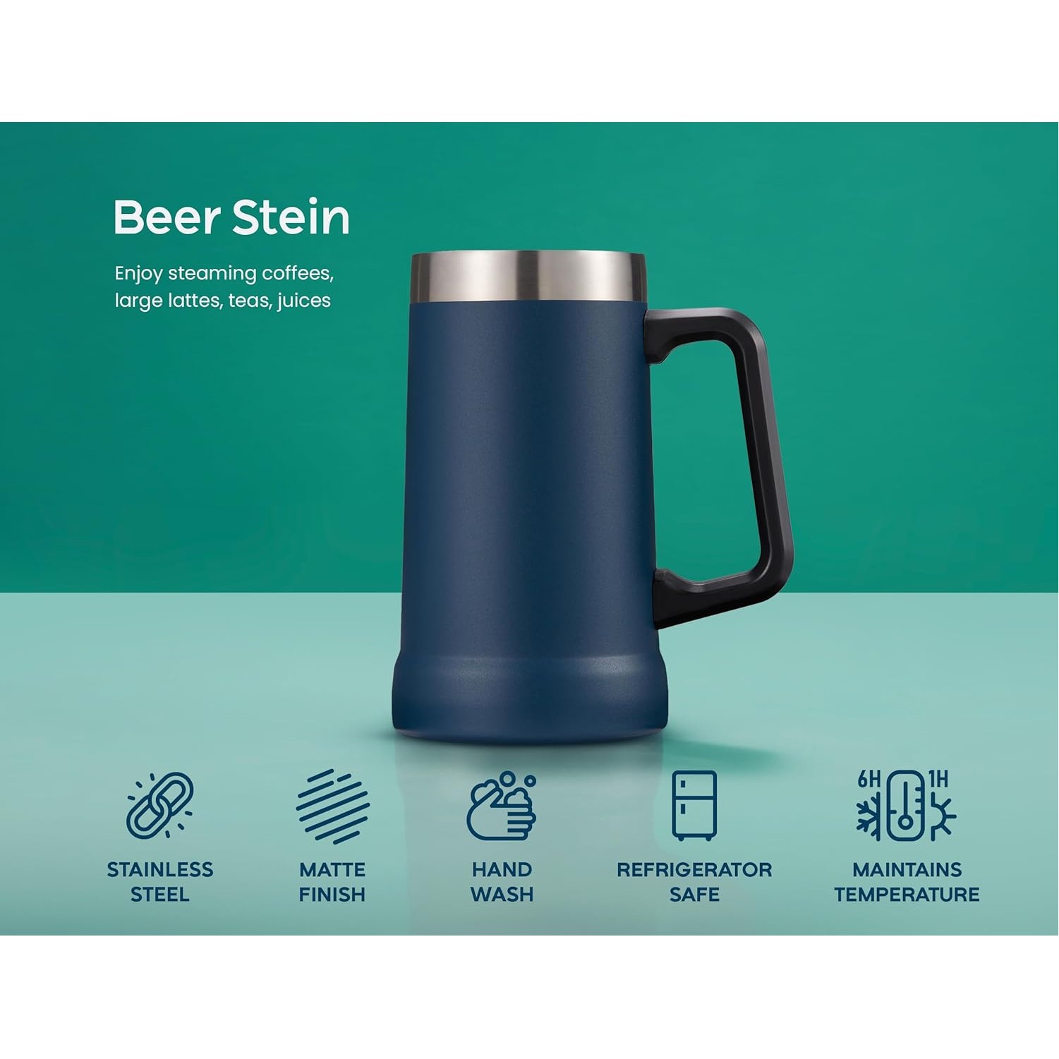 Beer Mug, Stainless Steel Coffee Mug, Tumbler with Thermal Vacuum Insulation 3